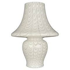 Vintage Large Classic white murano table lamp Mushroom Italy 1970s 