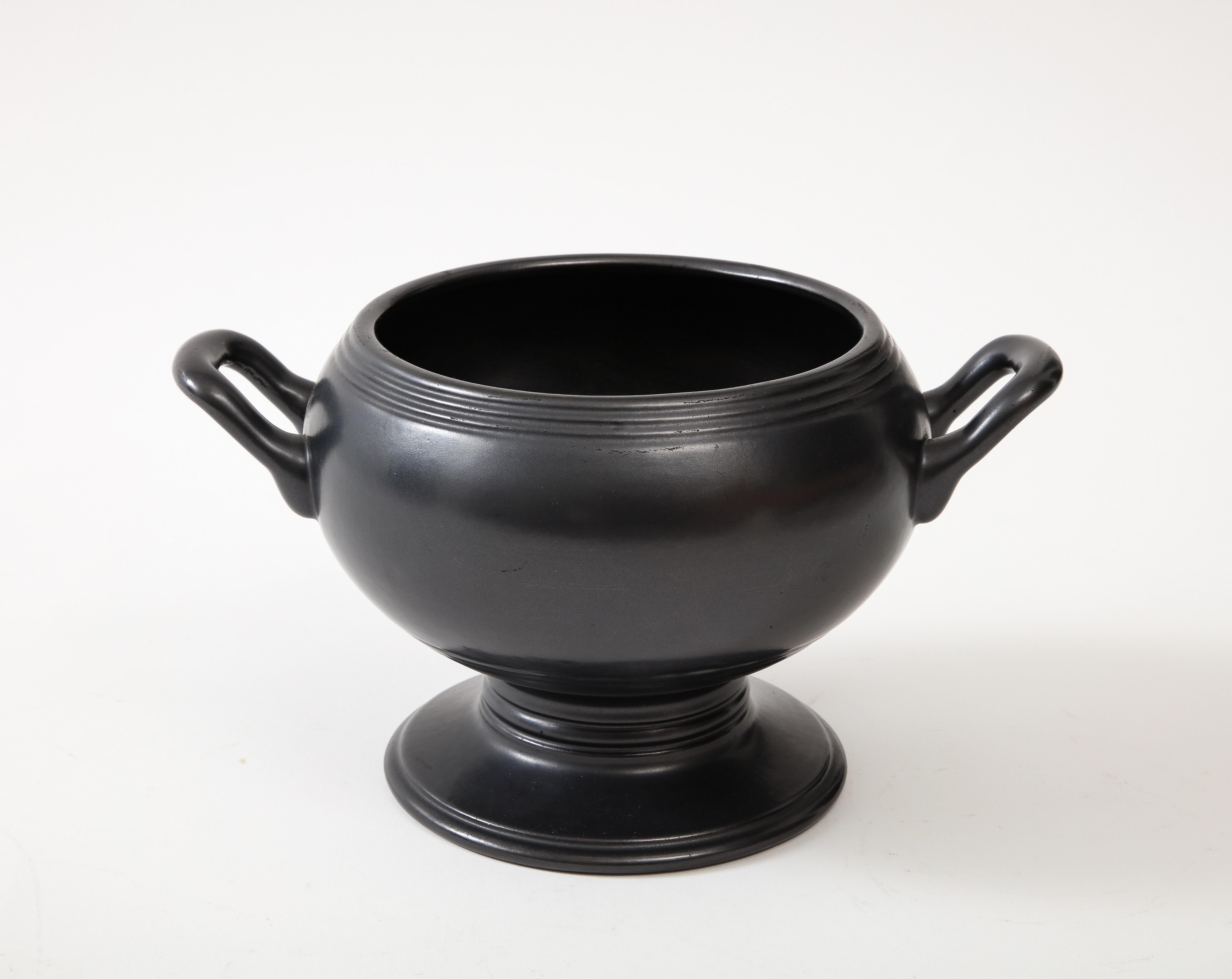Ceramic Large Classical Black Vase with Handles, France, c. 1960
