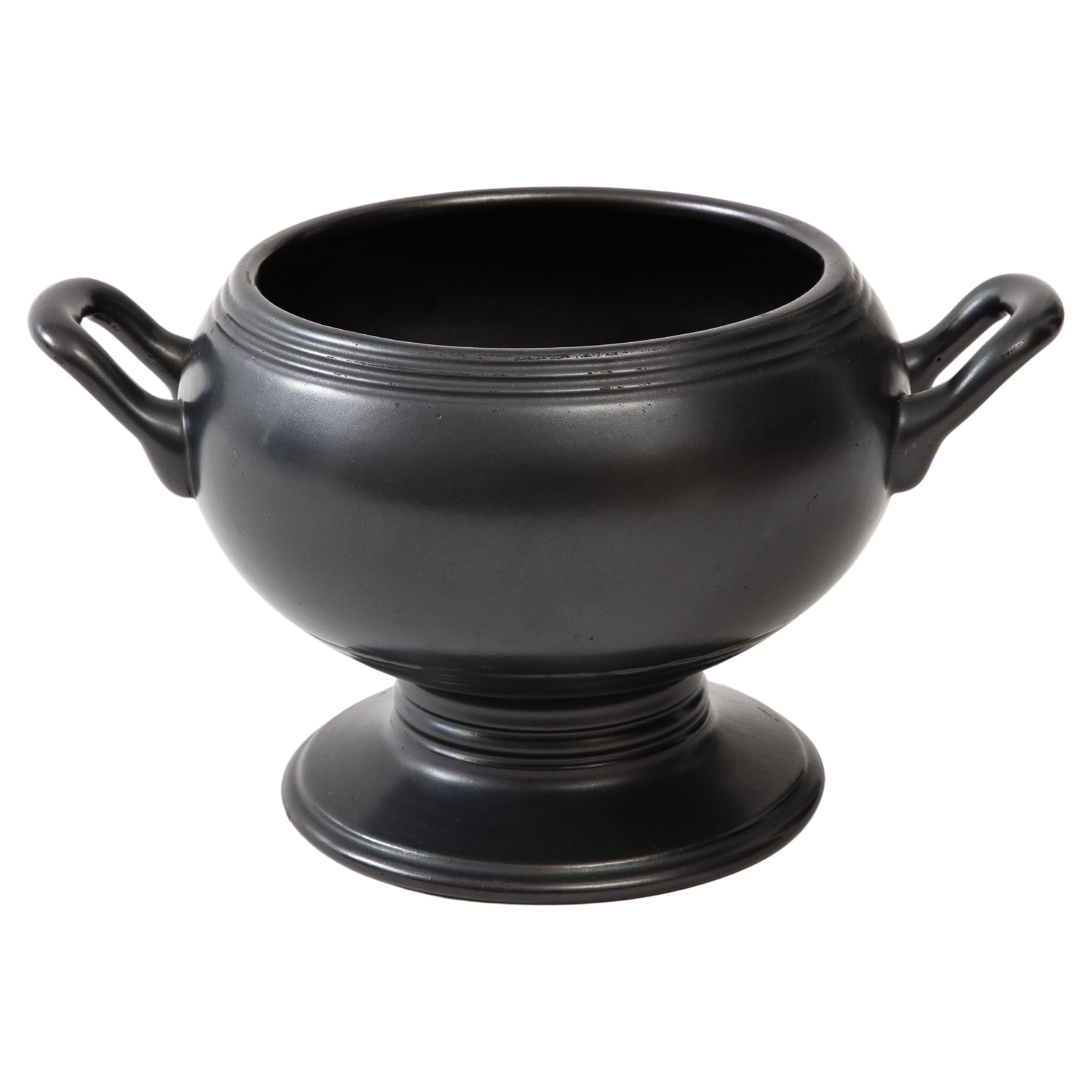 Large Classical Black Vase with Handles, France, c. 1960