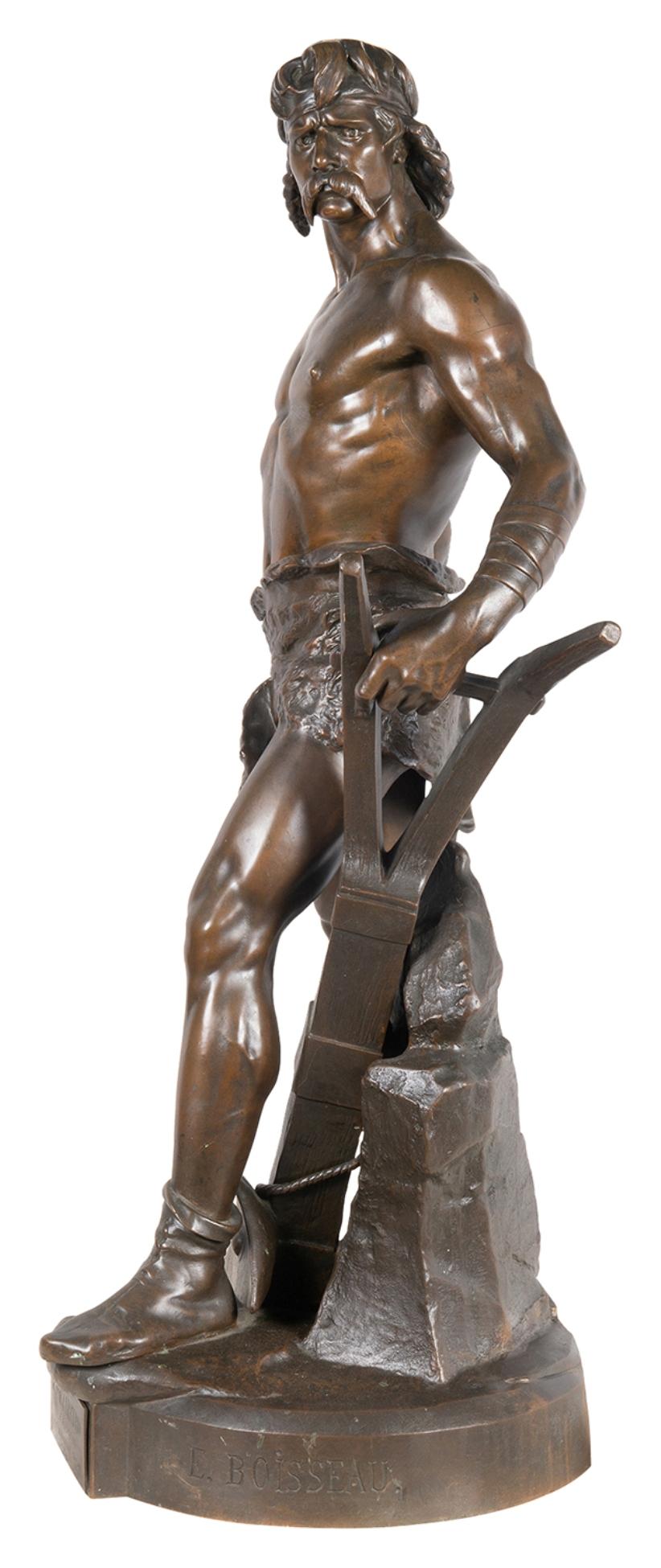 Große klassische Bronze „By the Sword and Plow“, von Boisseau im Angebot 8