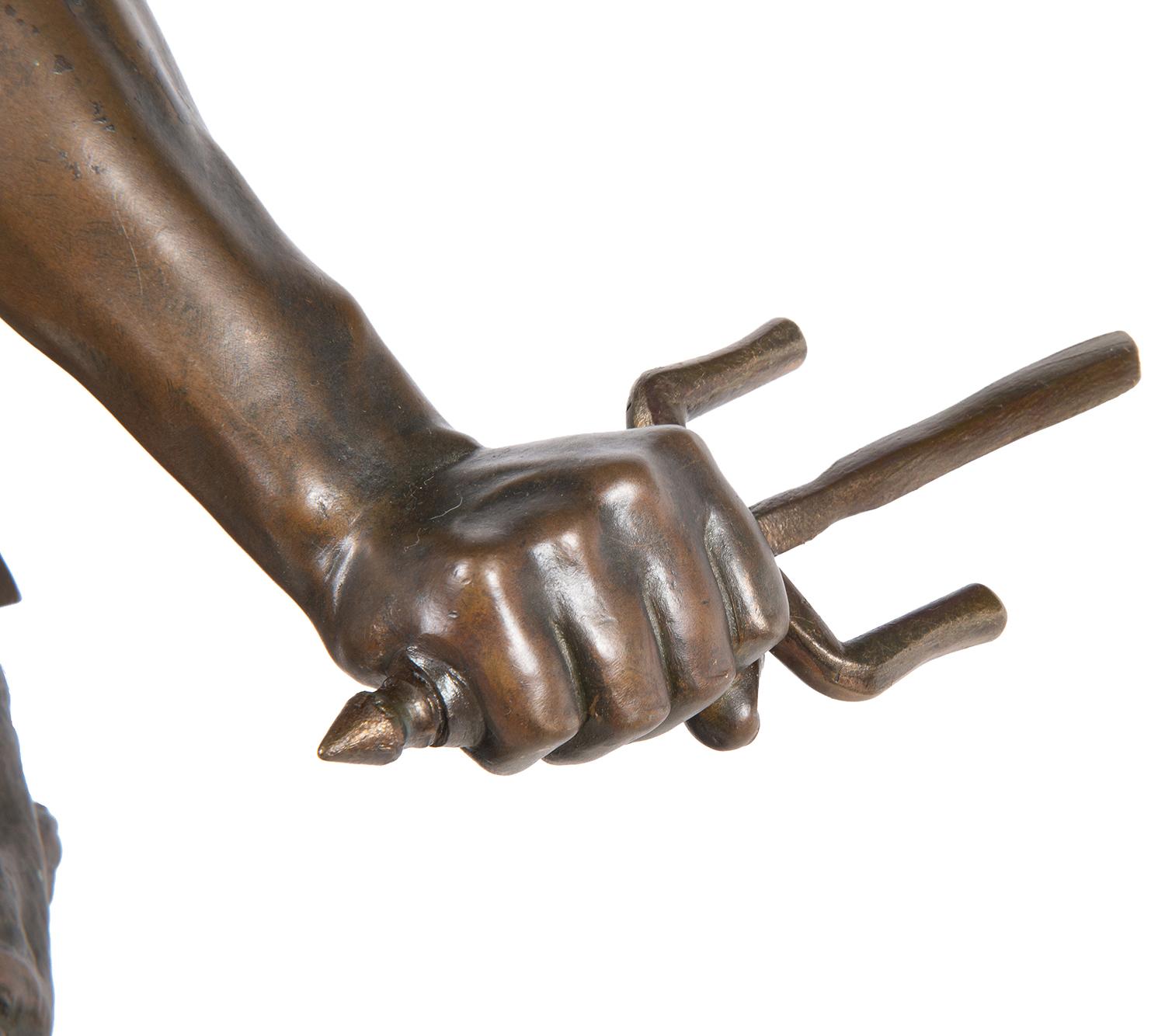 Große klassische Bronze „By the Sword and Plow“, von Boisseau (Patiniert) im Angebot