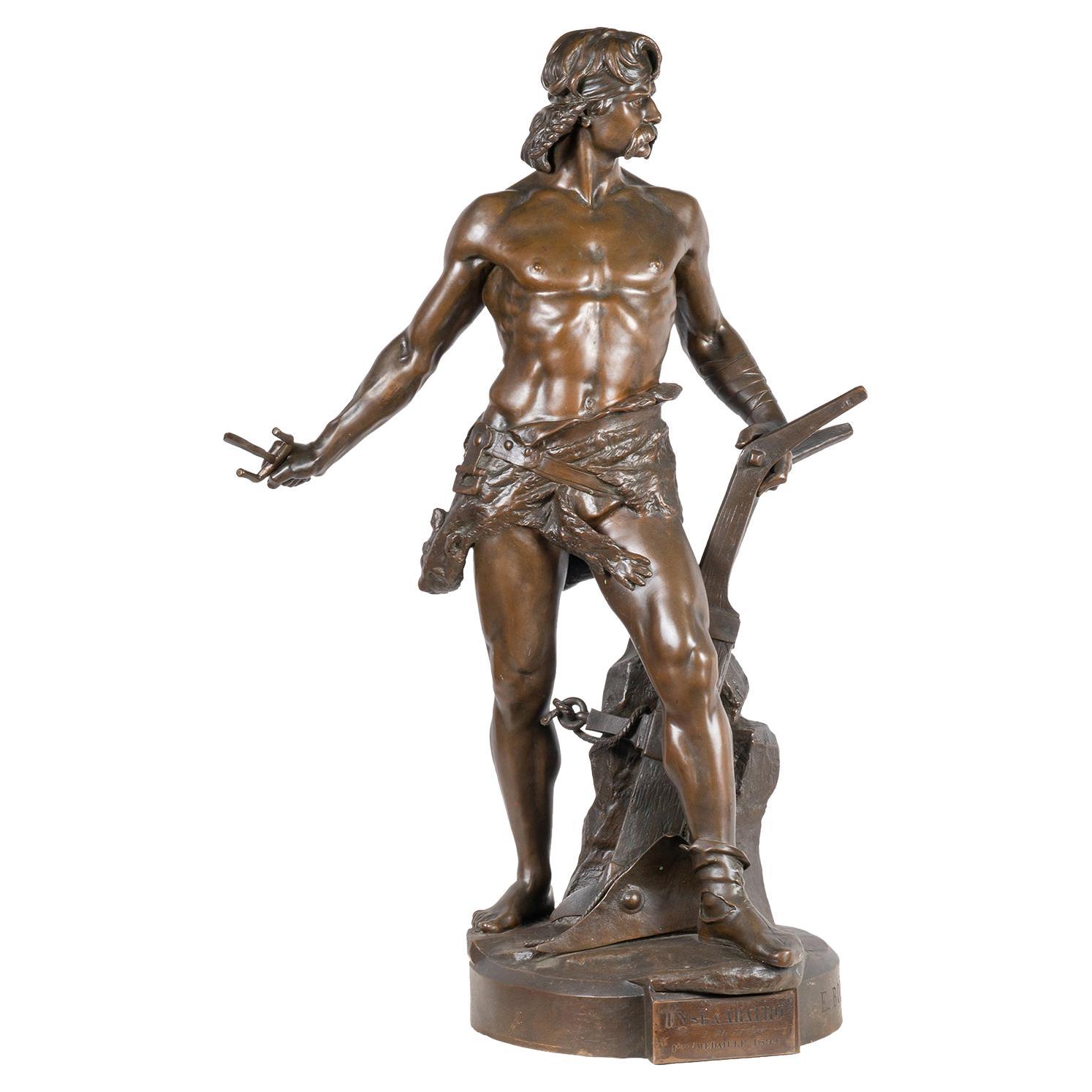 Große klassische Bronze „By the Sword and Plow“, von Boisseau im Angebot