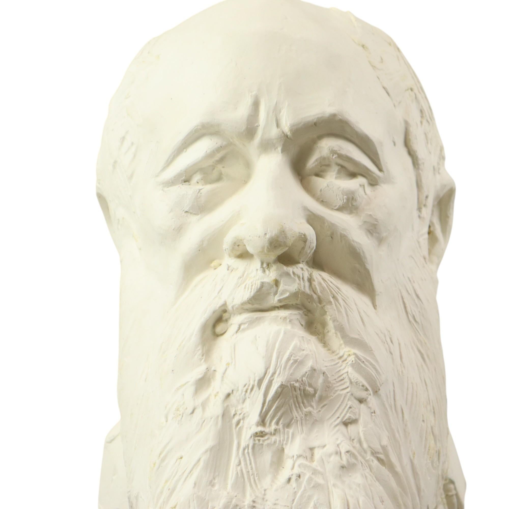 Large Classical Bust Old Man with Beard Plaster 50cm For Sale 6