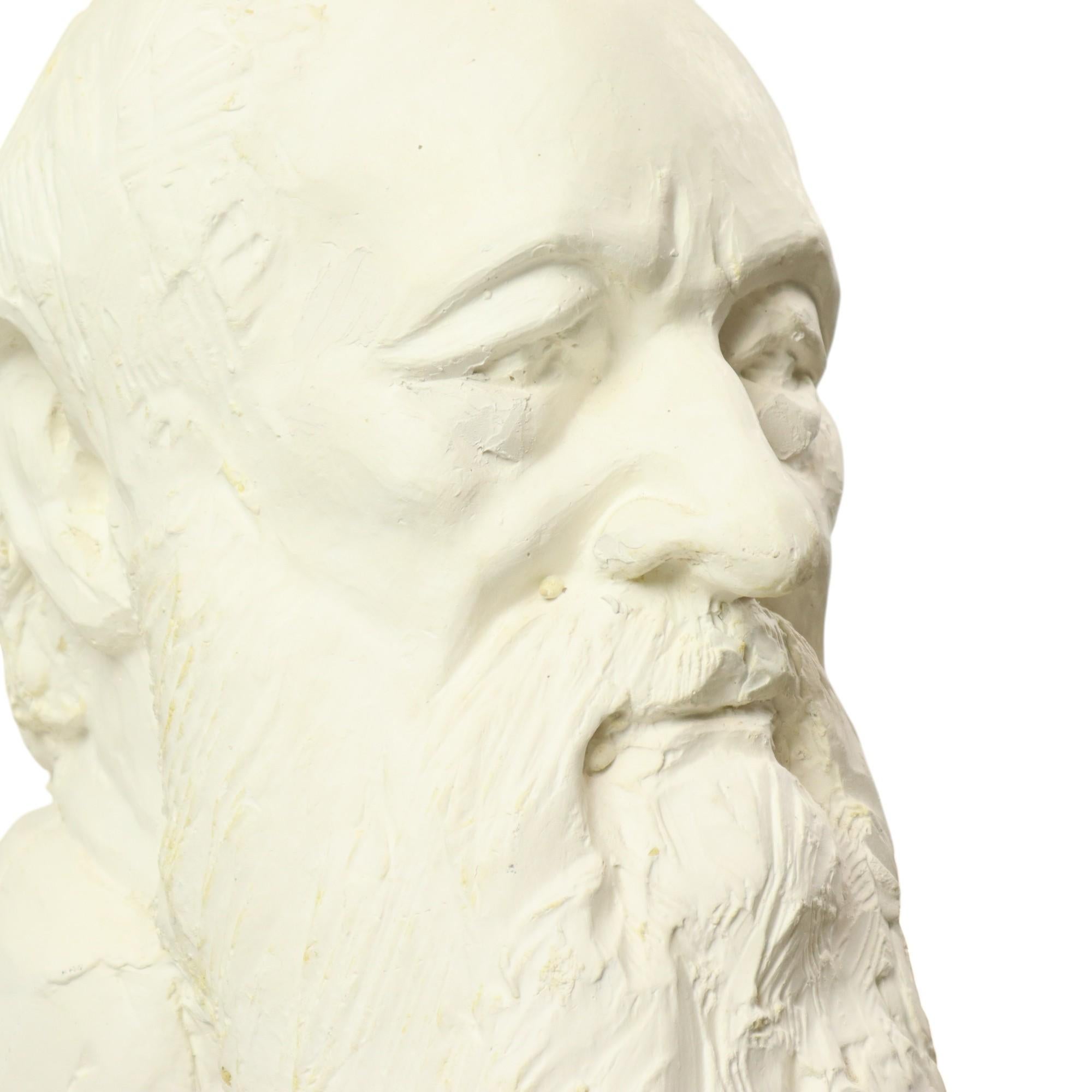 Large Classical Bust Old Man with Beard Plaster 50cm For Sale 7