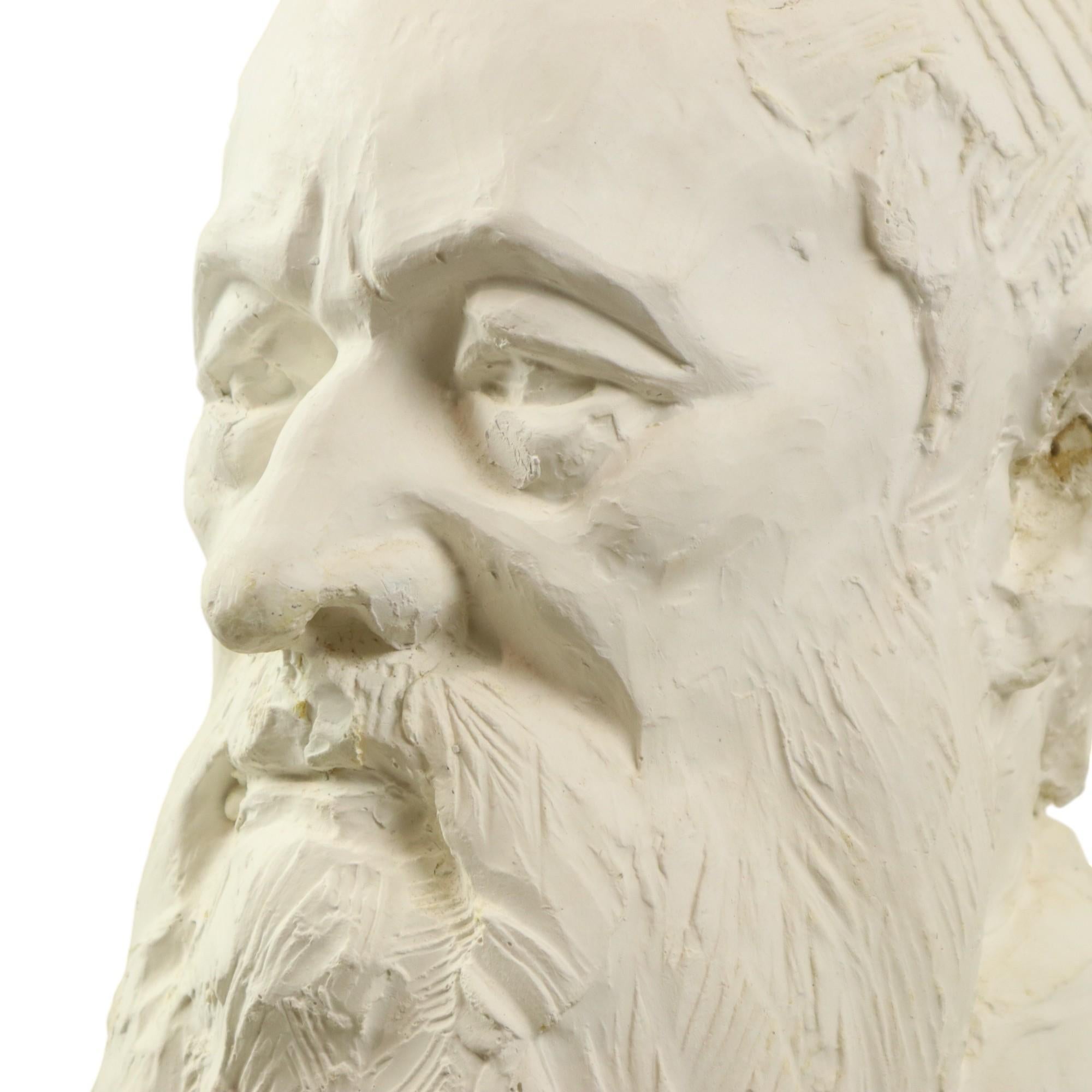 Large Classical Bust Old Man with Beard Plaster 50cm For Sale 8