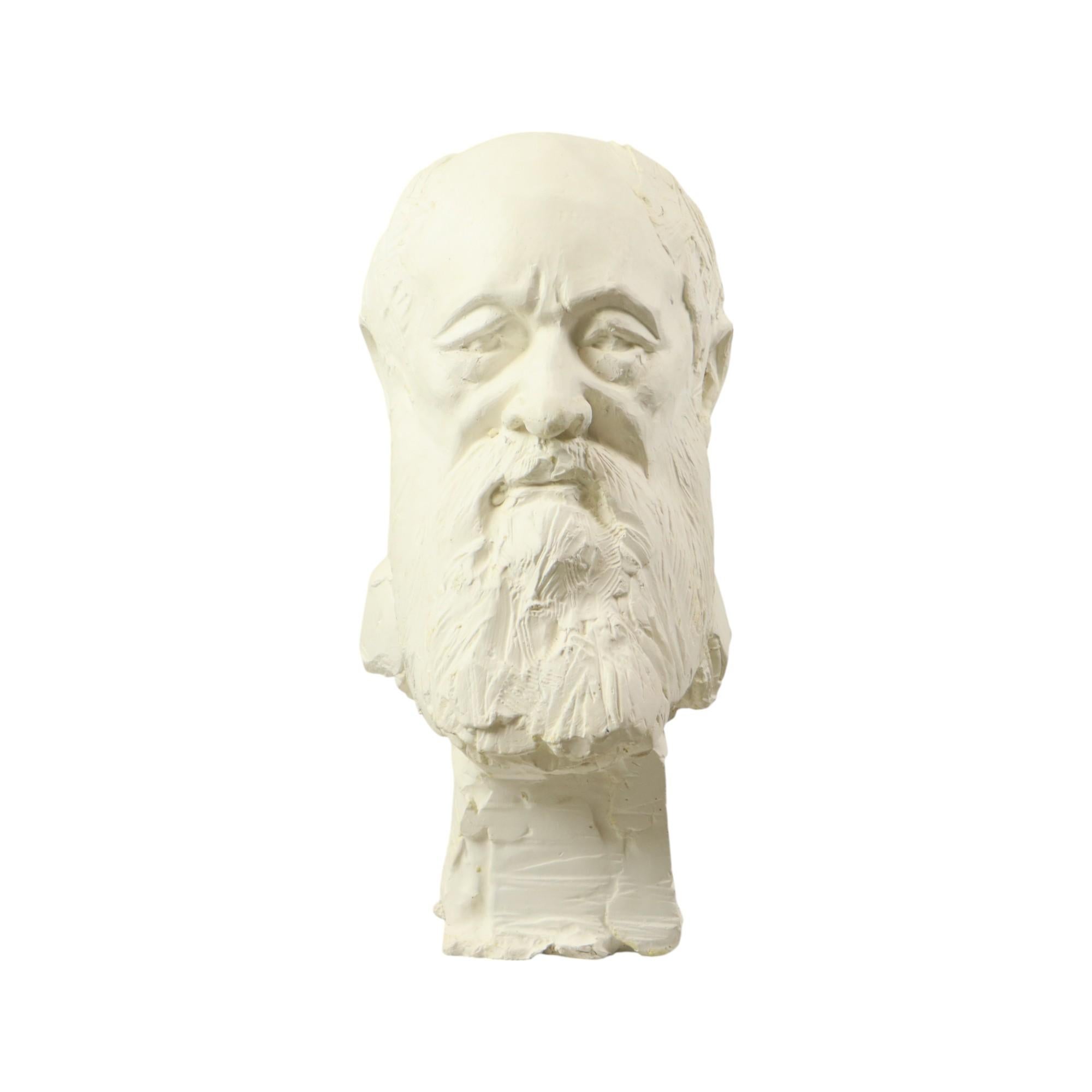 Large Classical Bust Old Man with Beard Plaster 50cm For Sale 9