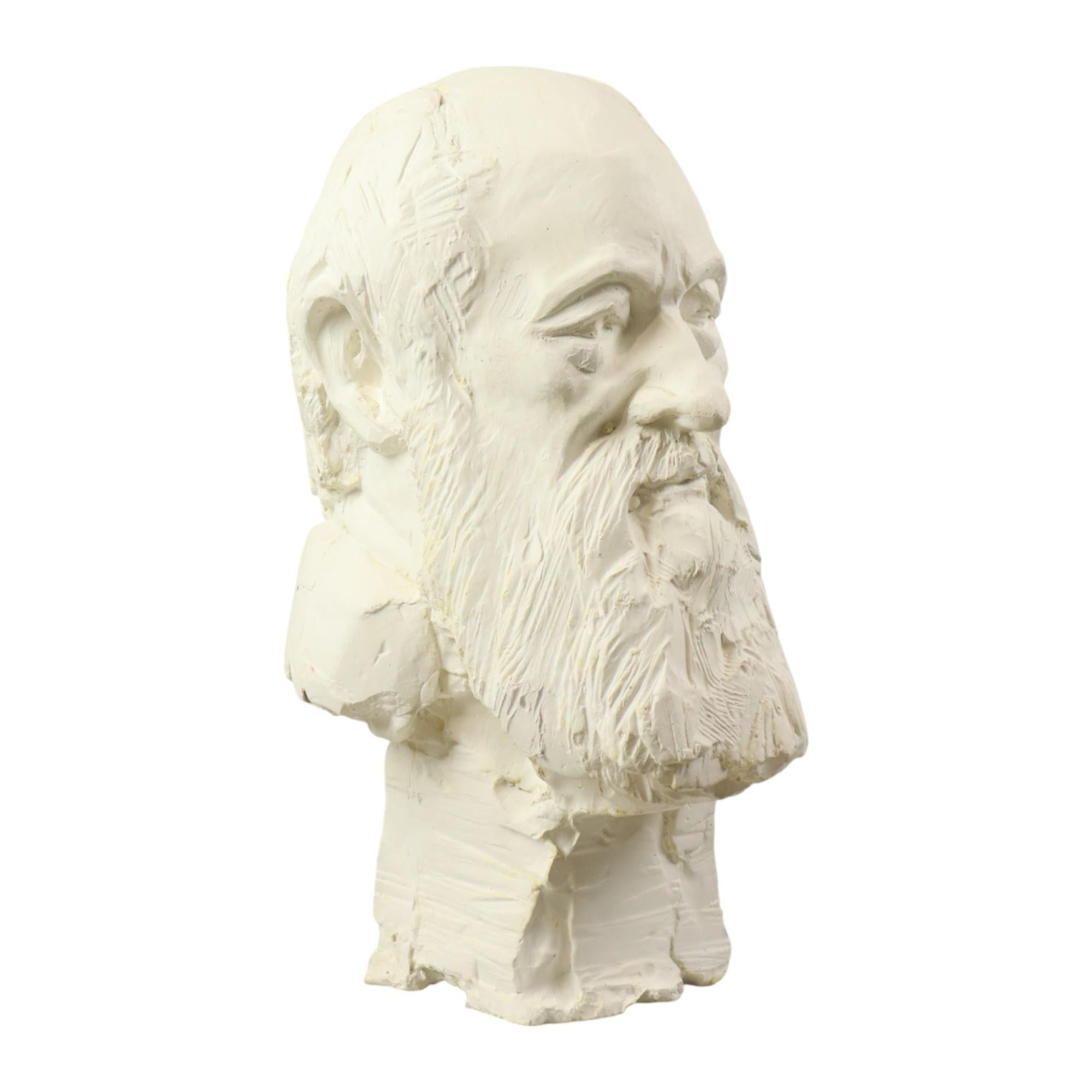 Neoclassical Large Classical Bust Old Man with Beard Plaster 50cm For Sale