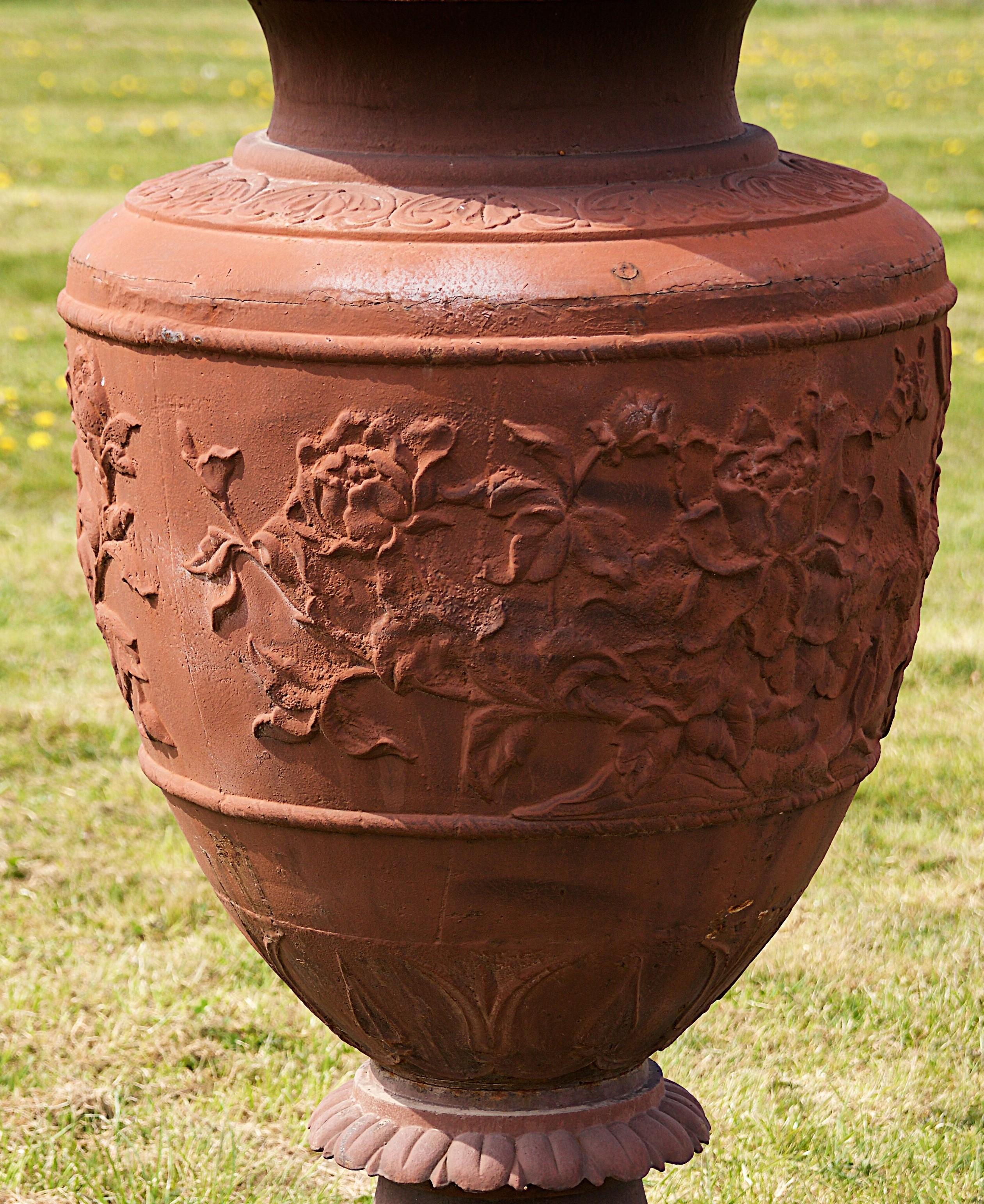 20th Century Large Classical Cast Iron Garden Vase in the 18th Century Style For Sale