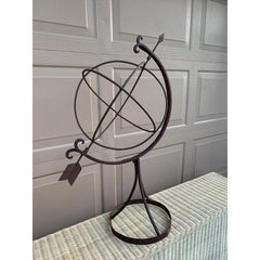 Large Classical Iron Armillary Sphere Garden Sculpture on Stand, English Estate