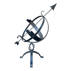 Large Classical Iron Armillary Sphere Garden Sculpture on Stand, English Estate