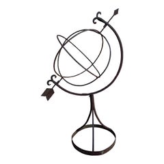 Large Classical Iron Armillary Sphere Garden Sculpture on Stand, English Estate