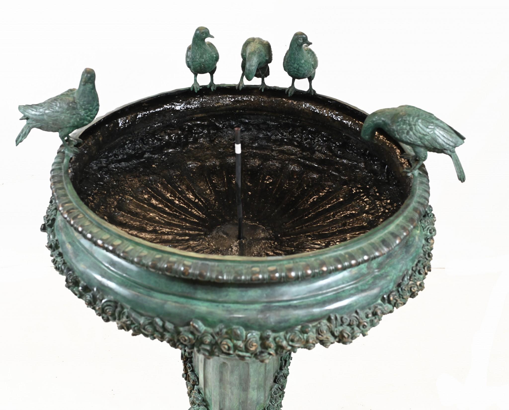 Large Classical Italian Bronze Bird Fountain Statue For Sale 7
