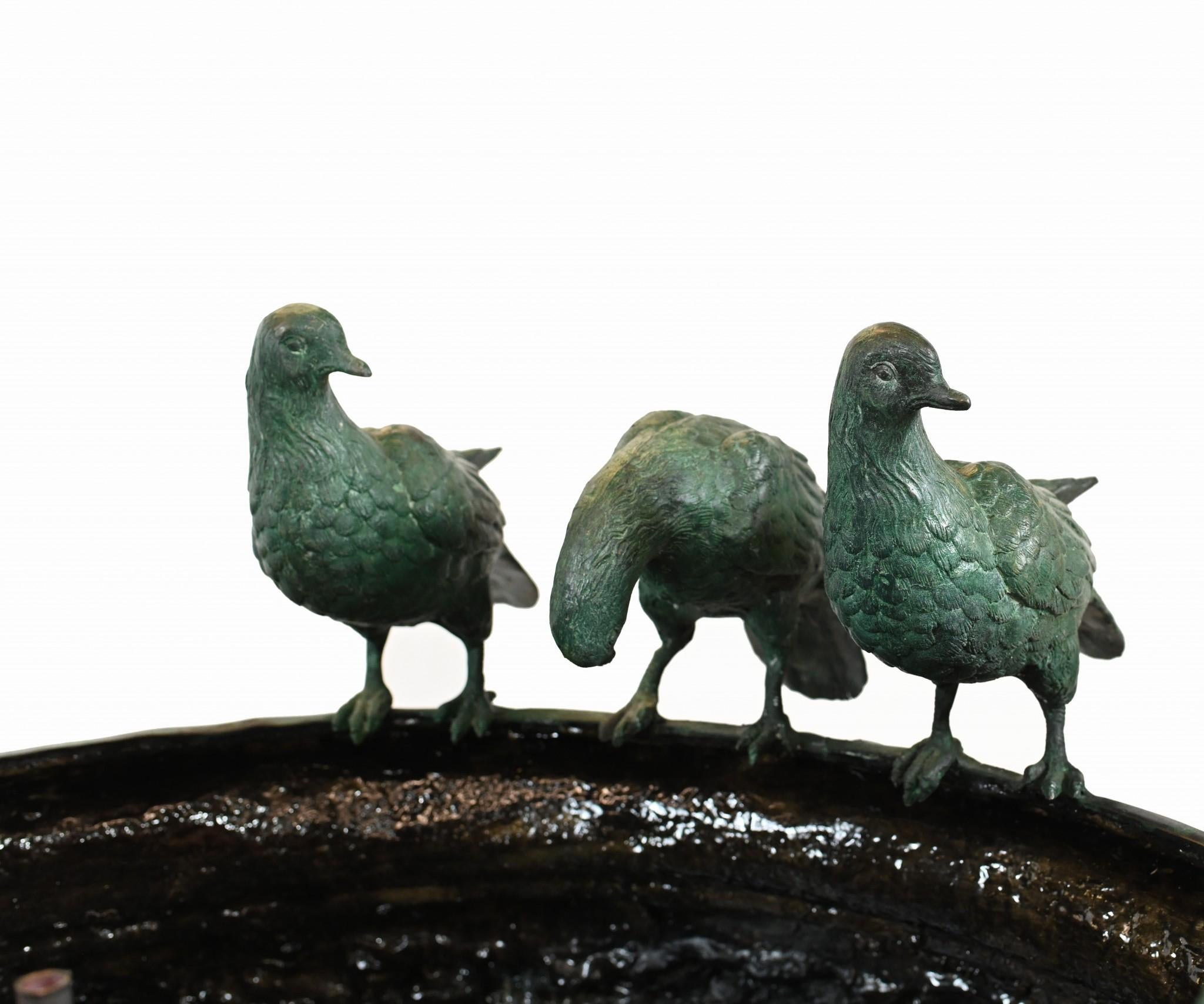 Large Classical Italian Bronze Bird Fountain Statue For Sale 2