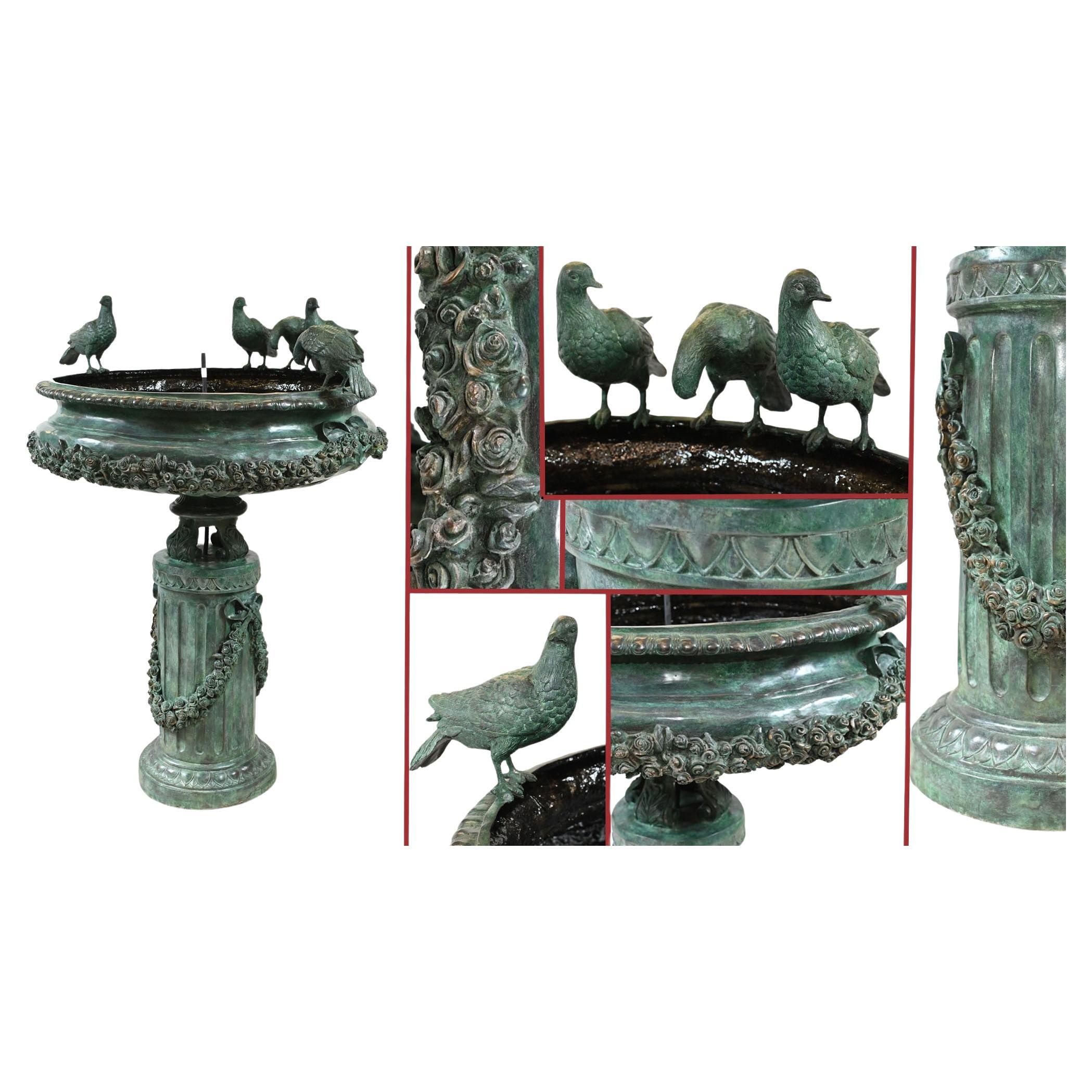 Large Classical Italian Bronze Bird Fountain Statue