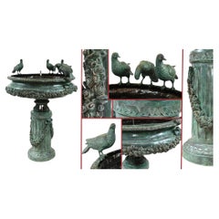 Large Classical Italian Bronze Bird Fountain Statue