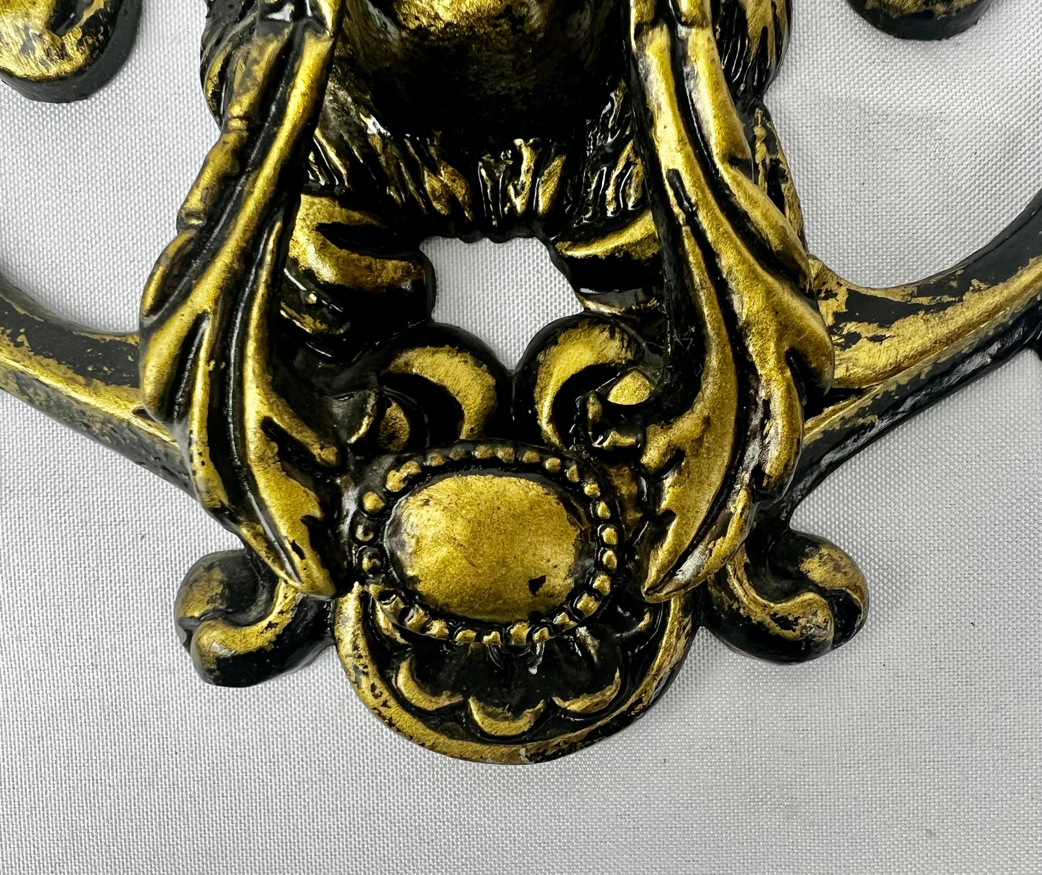 Gilt Large Classical Lion Door Knocker With Foliate Scrolls For Sale