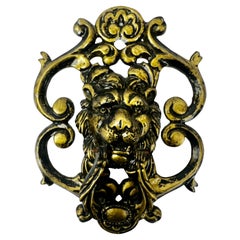 Large Classical Lion Door Knocker With Foliate Scrolls
