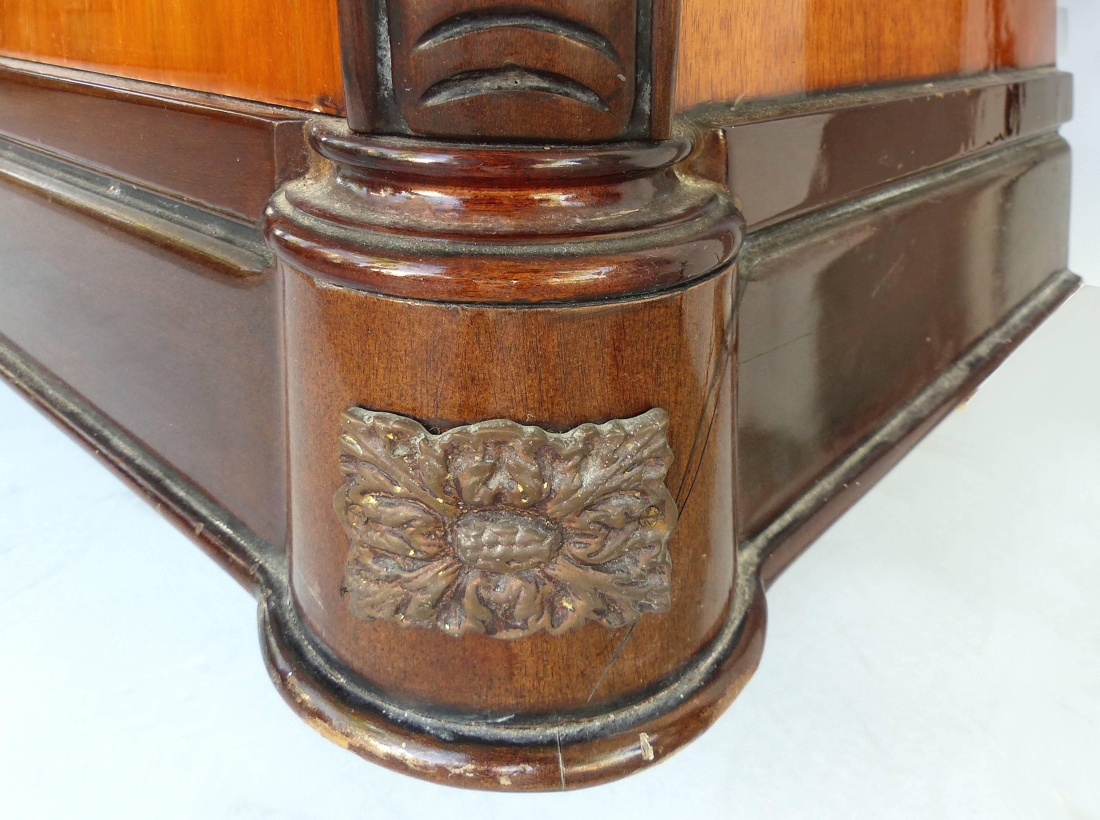 Bronze Mahogany, Walnut, Satinwood Italian Sideboard Credenza For Sale