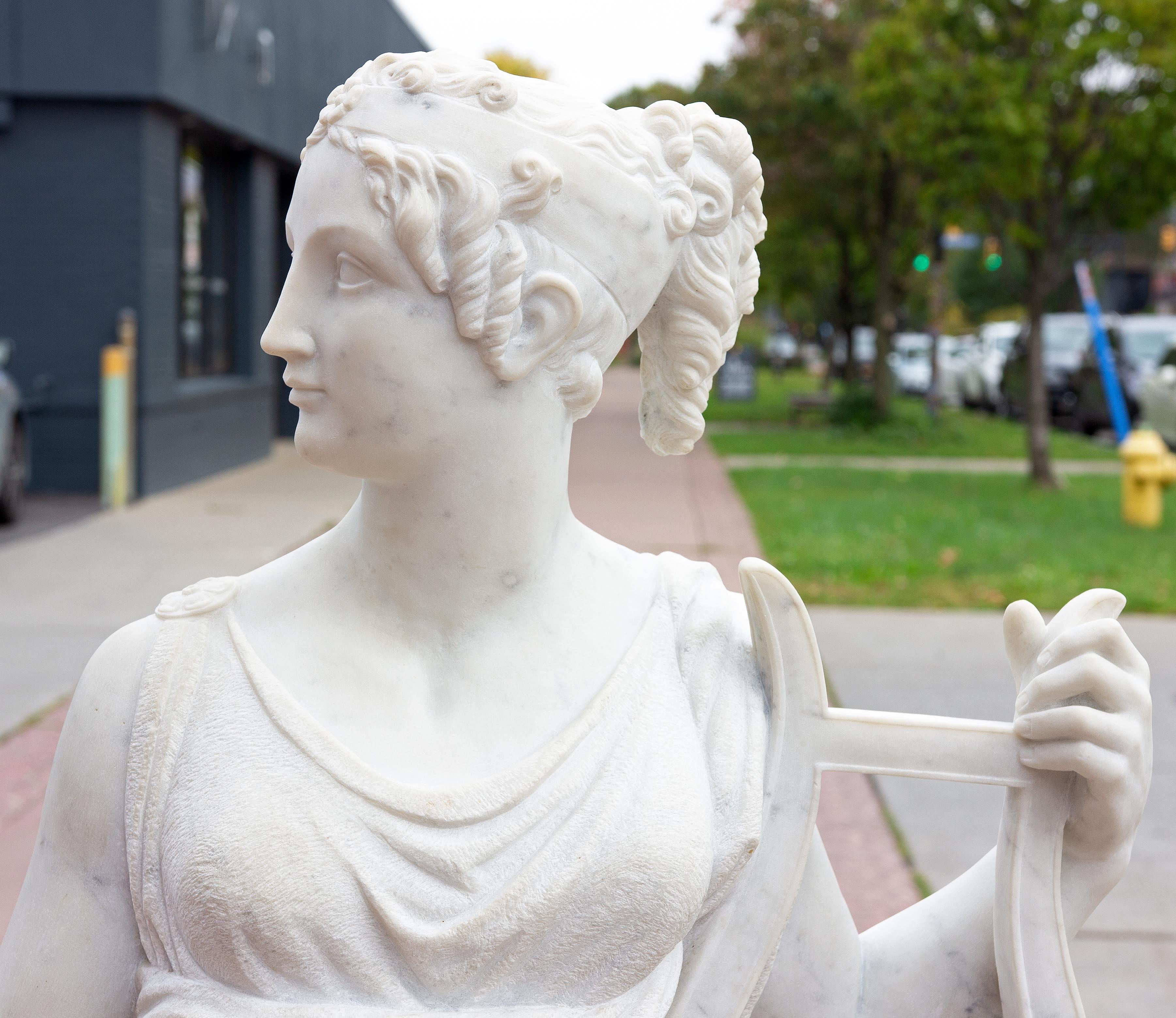 Large Classical Marble Statue of Greek or Roman Muse In Good Condition In Rochester, NY