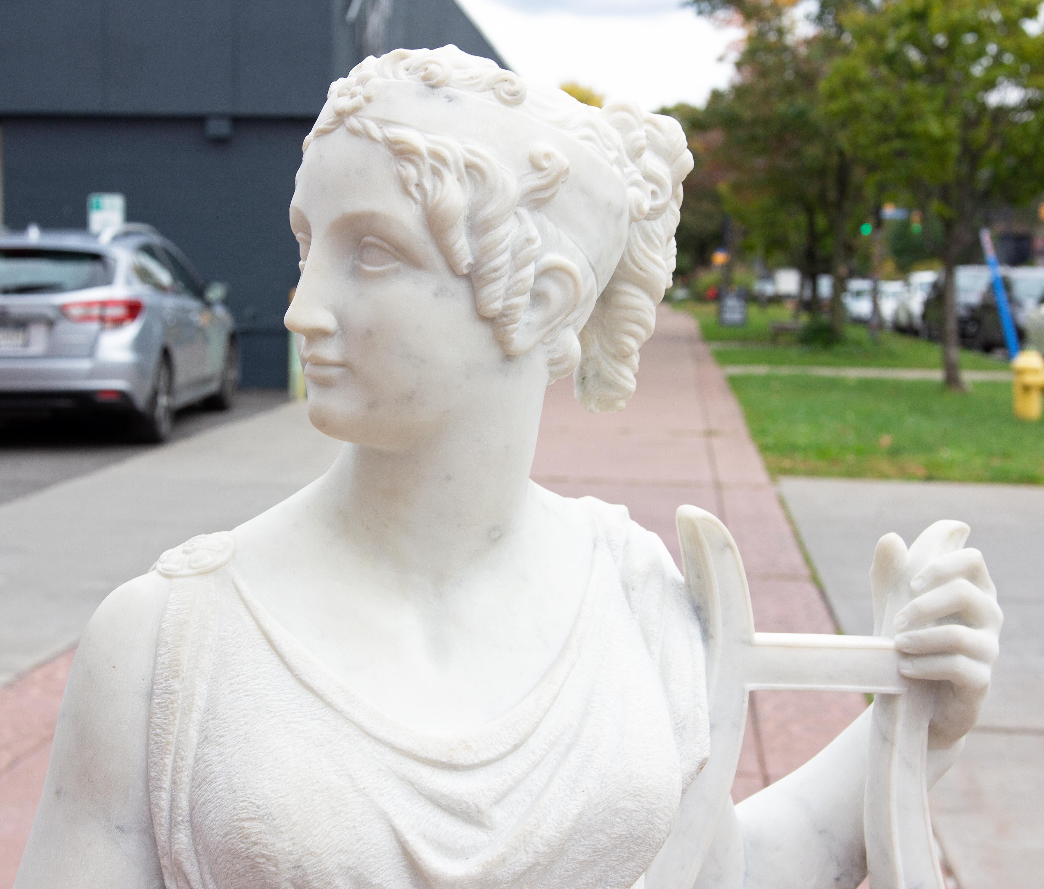 20th Century Large Classical Marble Statue of Greek or Roman Muse