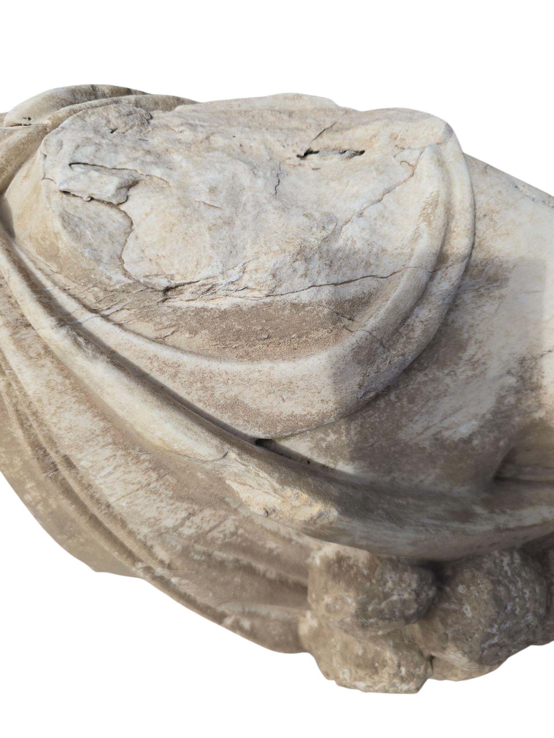 Large Classical Marble Torso of Hercules on Marble Base, Early 20th Century For Sale 7