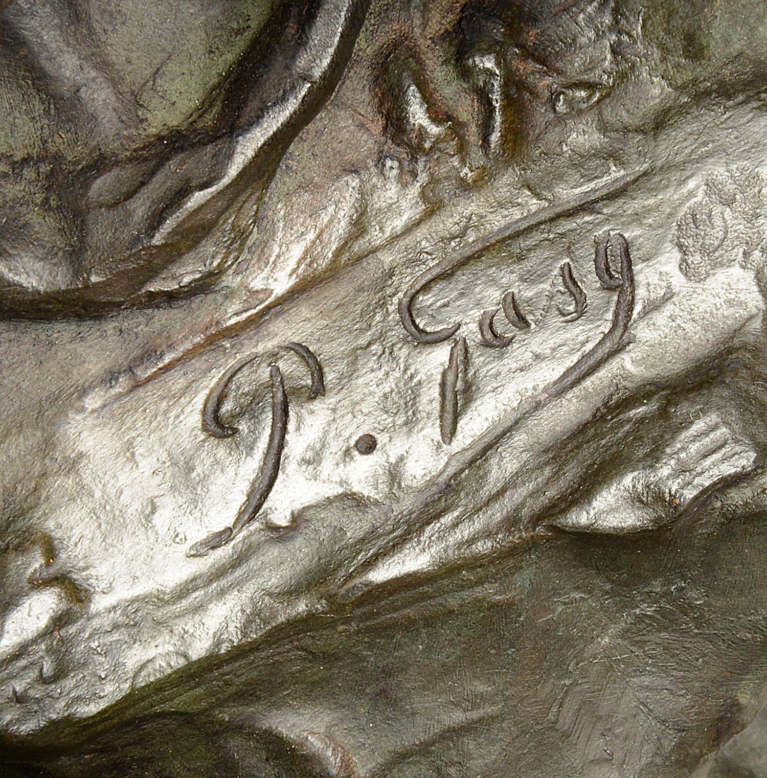 XIXe siècle Grandes figures classiques semi-nues en bronze montées sur un Pedestal en marbre, vers 1880 en vente