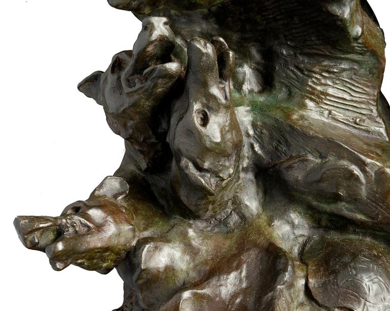 Large Classical Semi Nude Bronze Figures Mounted on Marble Pedestal, circa 1880 For Sale at 1stDibs