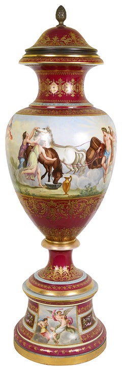 Large Classical Vienna lidded vase, circa 1890