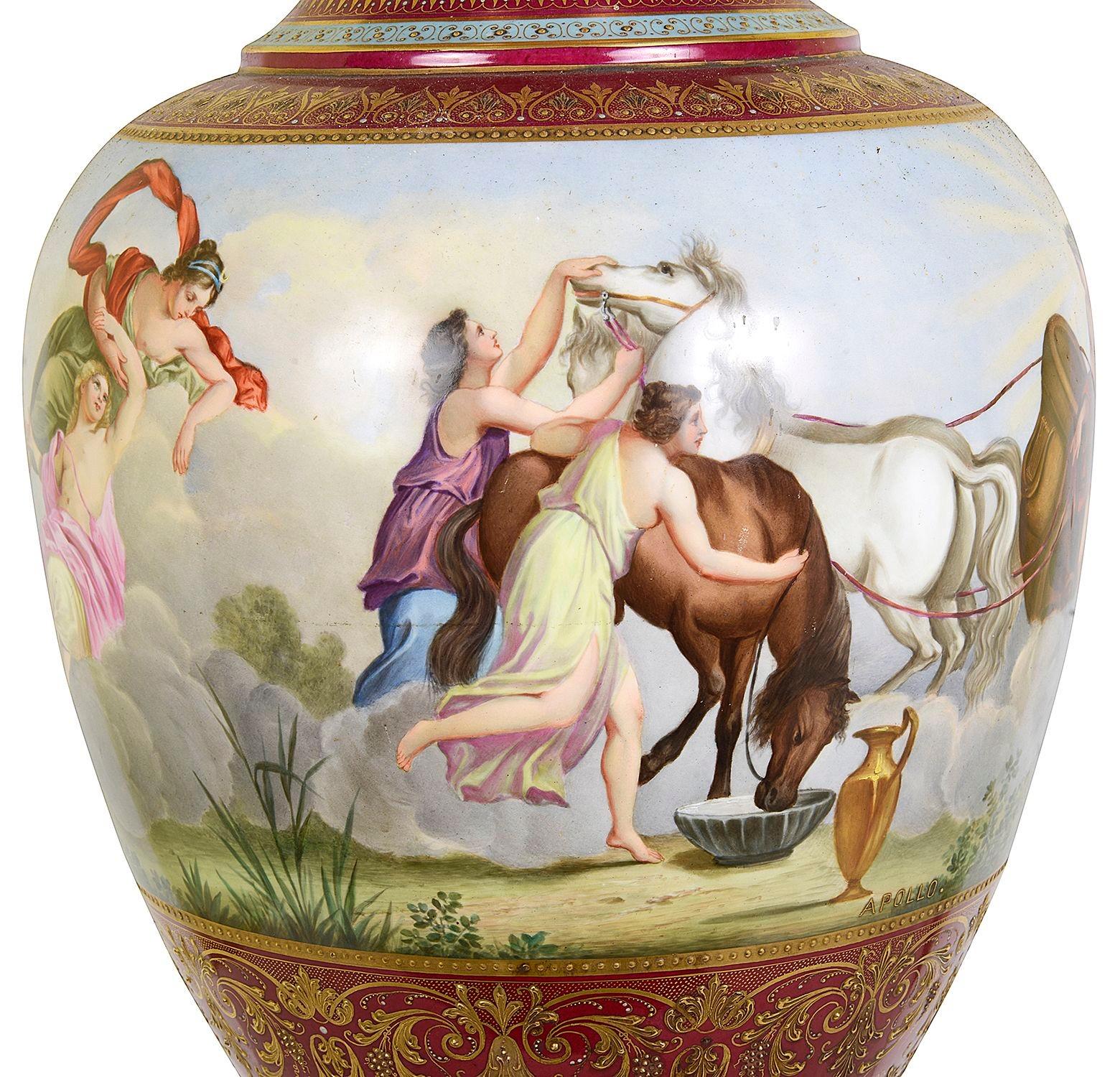 XIX secolo Grande vaso con coperchio classico di Vienna, 1890 circa in vendita