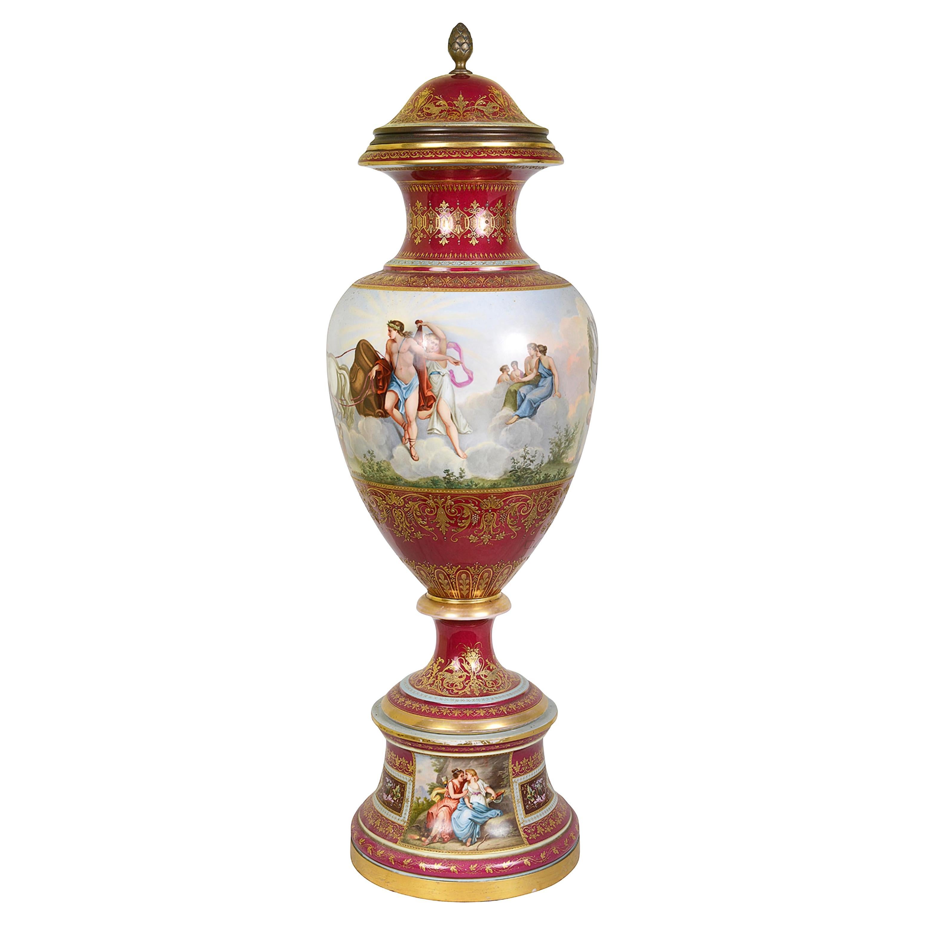 Grande vaso con coperchio classico di Vienna, 1890 circa