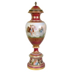 Antique Large Classical Vienna lidded vase, circa 1890