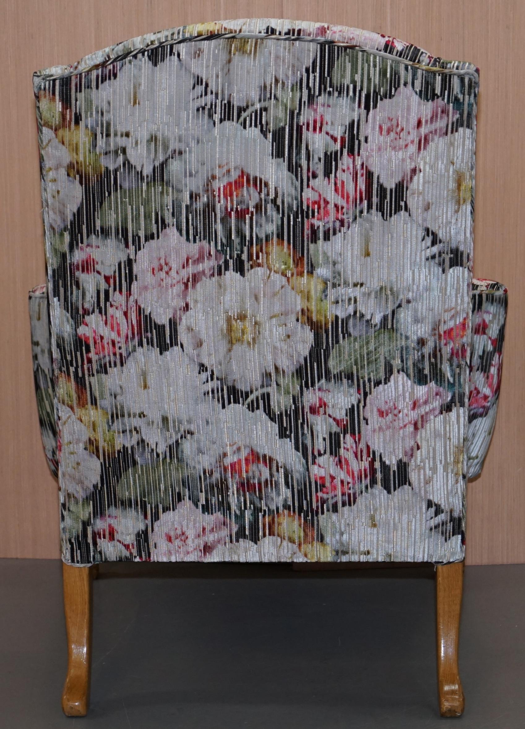 Large Claw and Ball Feet Sinclair Matthews Floral Upholstered Wingback Armchair 4