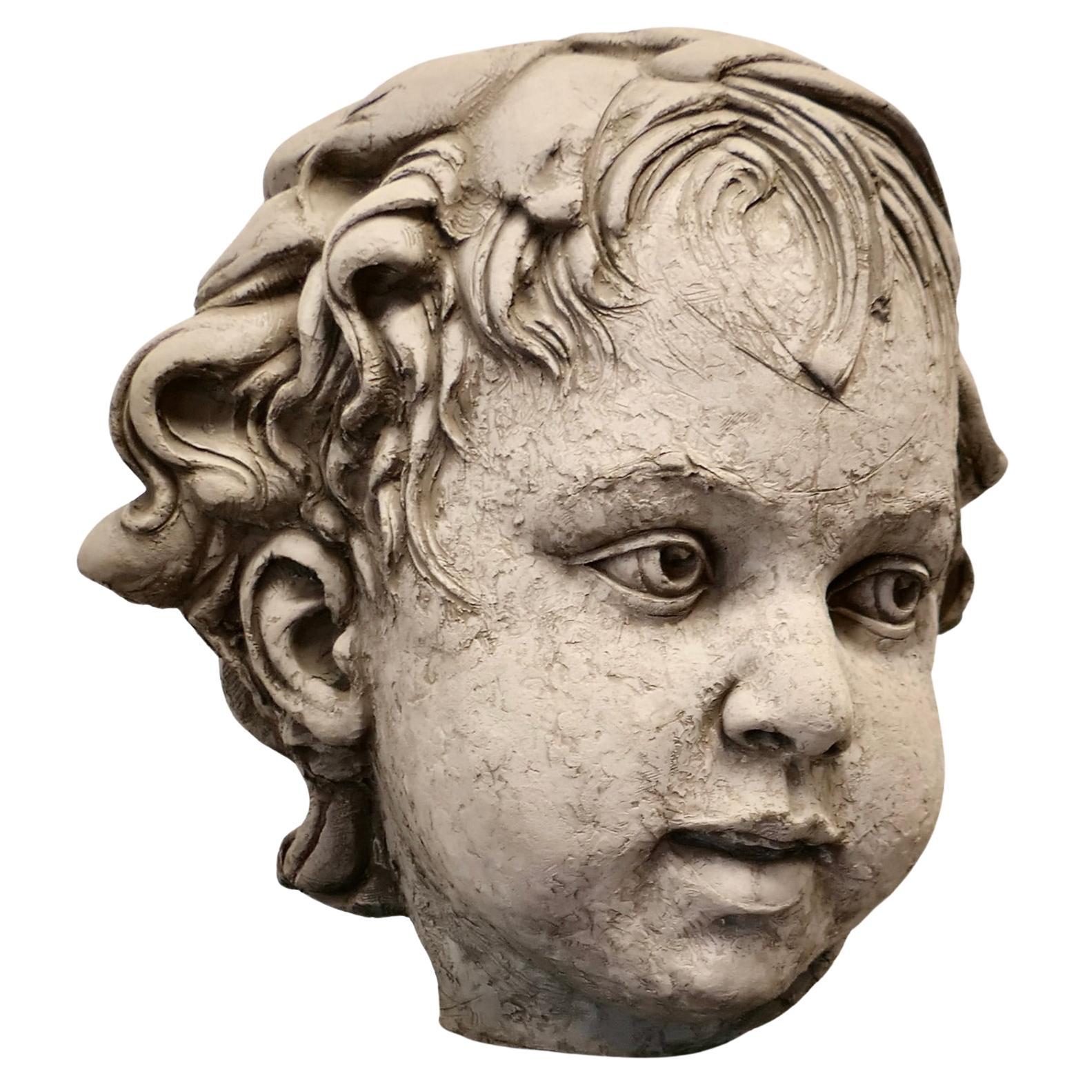 Grand Buste d
enfant en terre cuite par Philippe Seené, monté sur bronze en vente