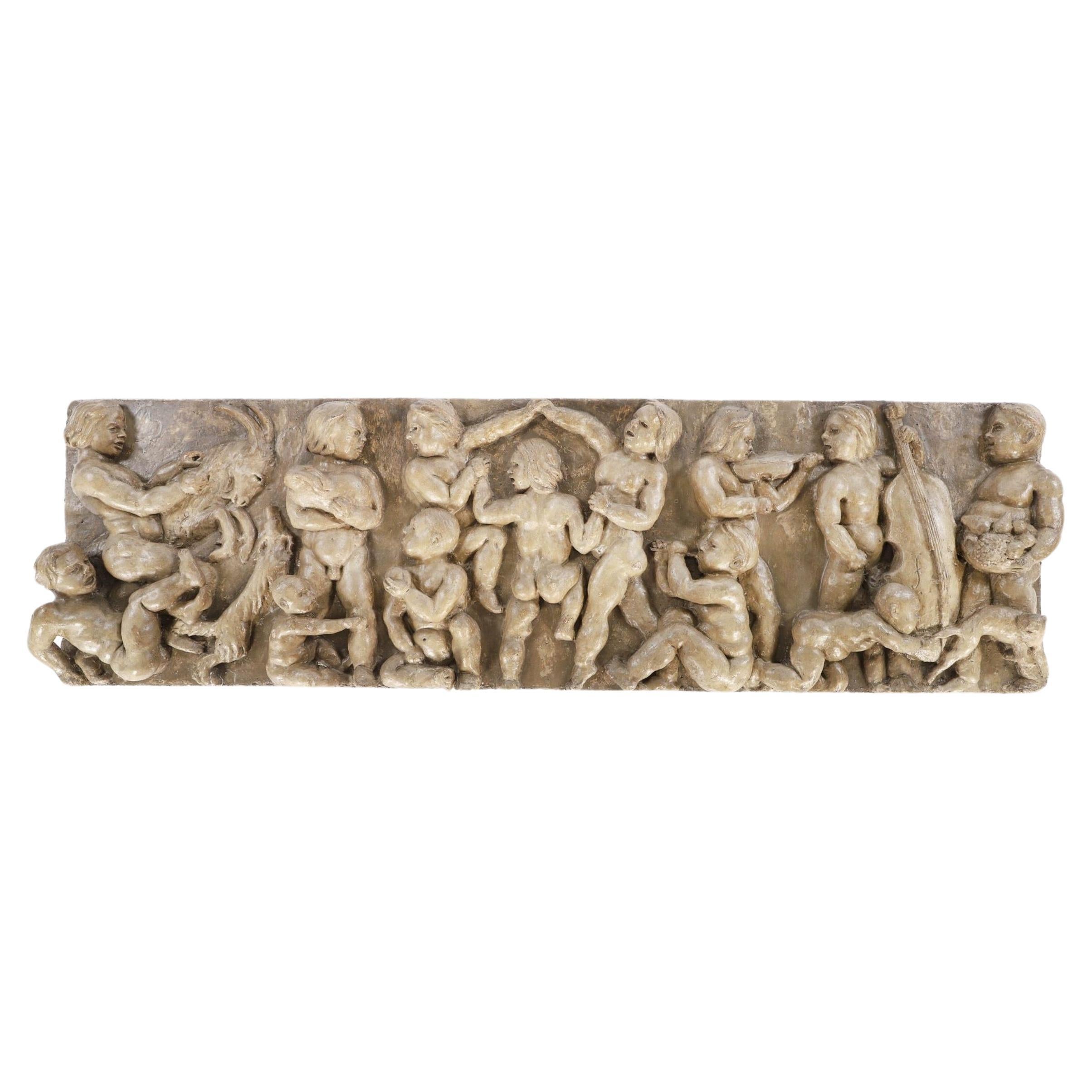 Large clay wall-relief - France, 1930-1940