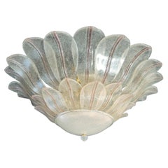 Large Clear and Pink Graniglia Murano Flush Mount