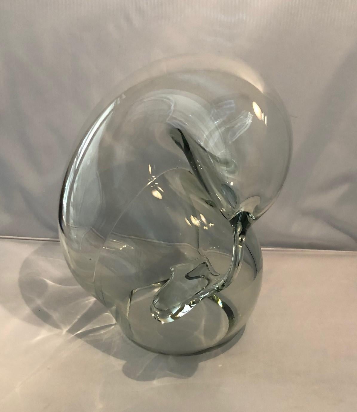 20th Century Large Clear Art Glass Orb Sculpture by John Bingham For Sale