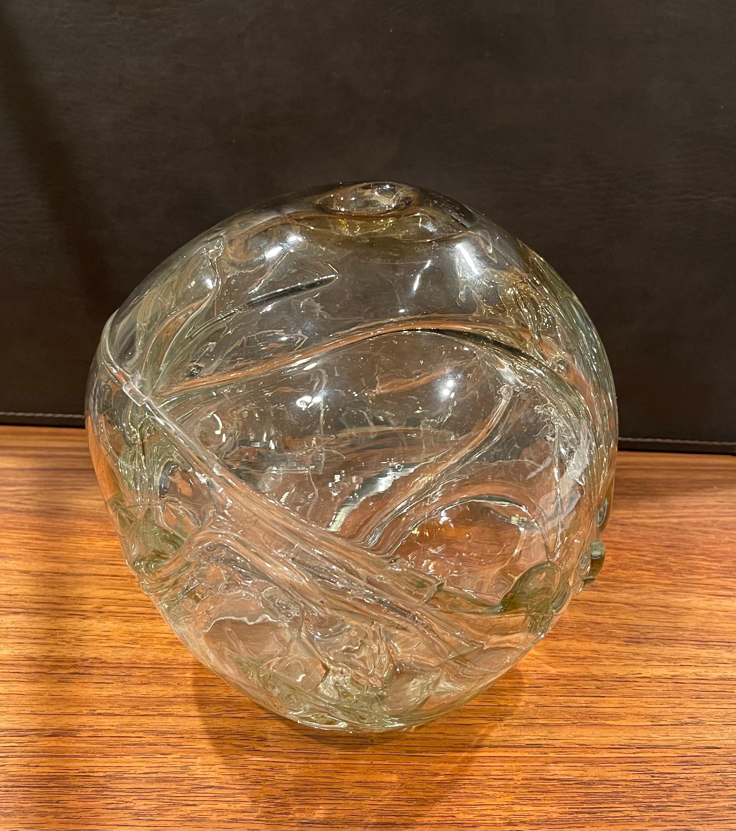 Organic Modern Large Clear Art Glass Orb Vase by Peter Bramhall For Sale