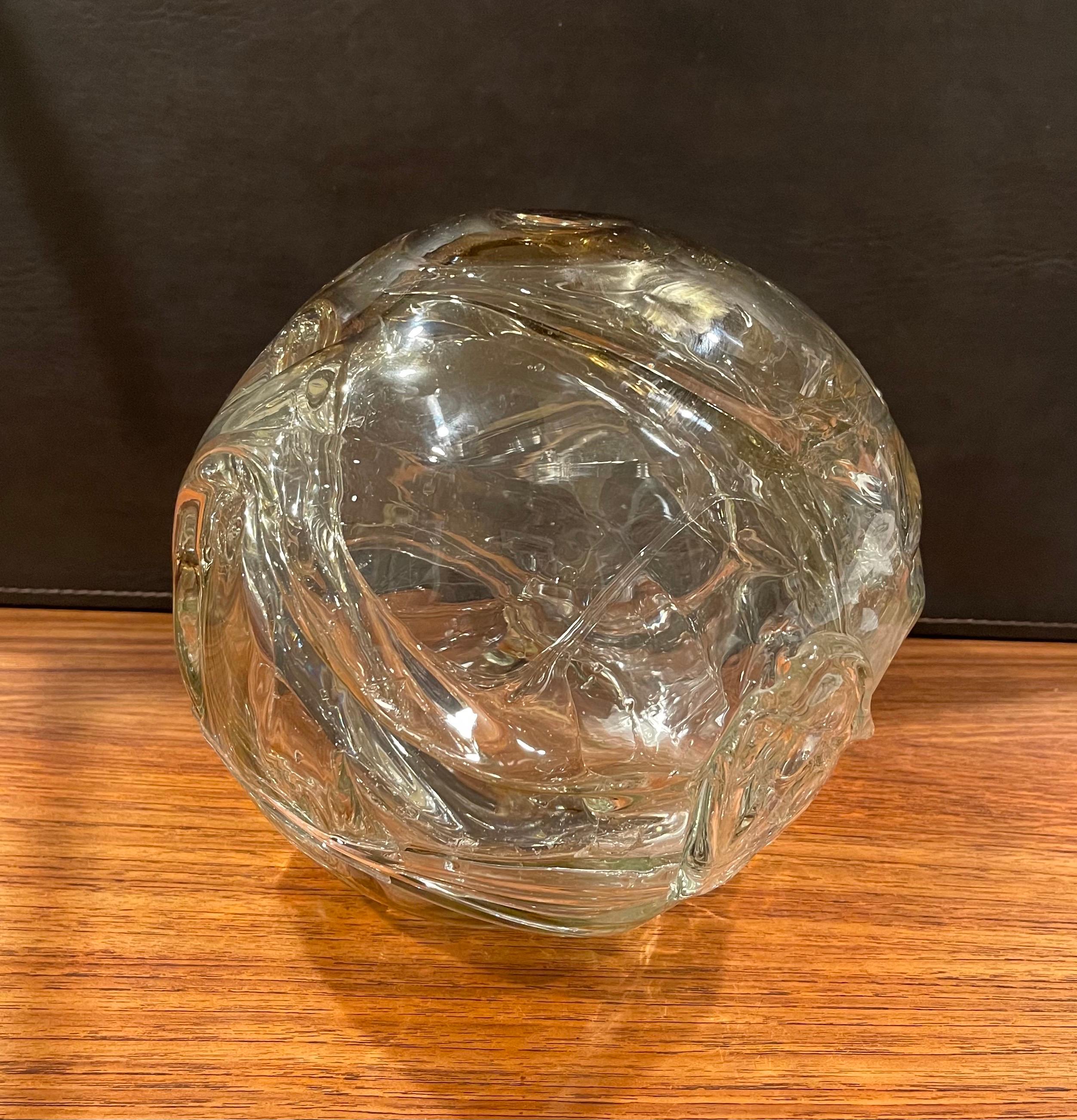 American Large Clear Art Glass Orb Vase by Peter Bramhall For Sale