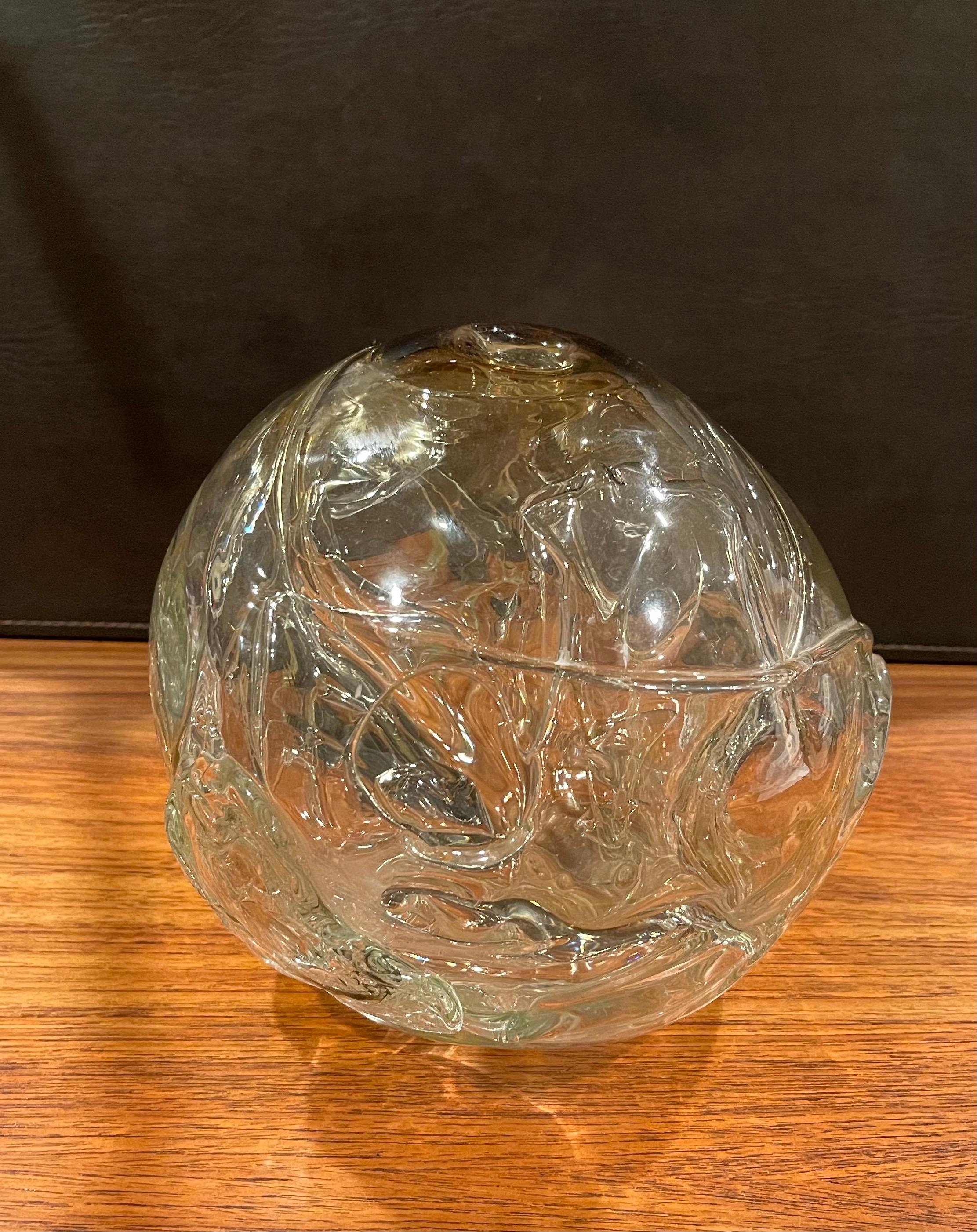 Large Clear Art Glass Orb Vase by Peter Bramhall In Good Condition For Sale In San Diego, CA
