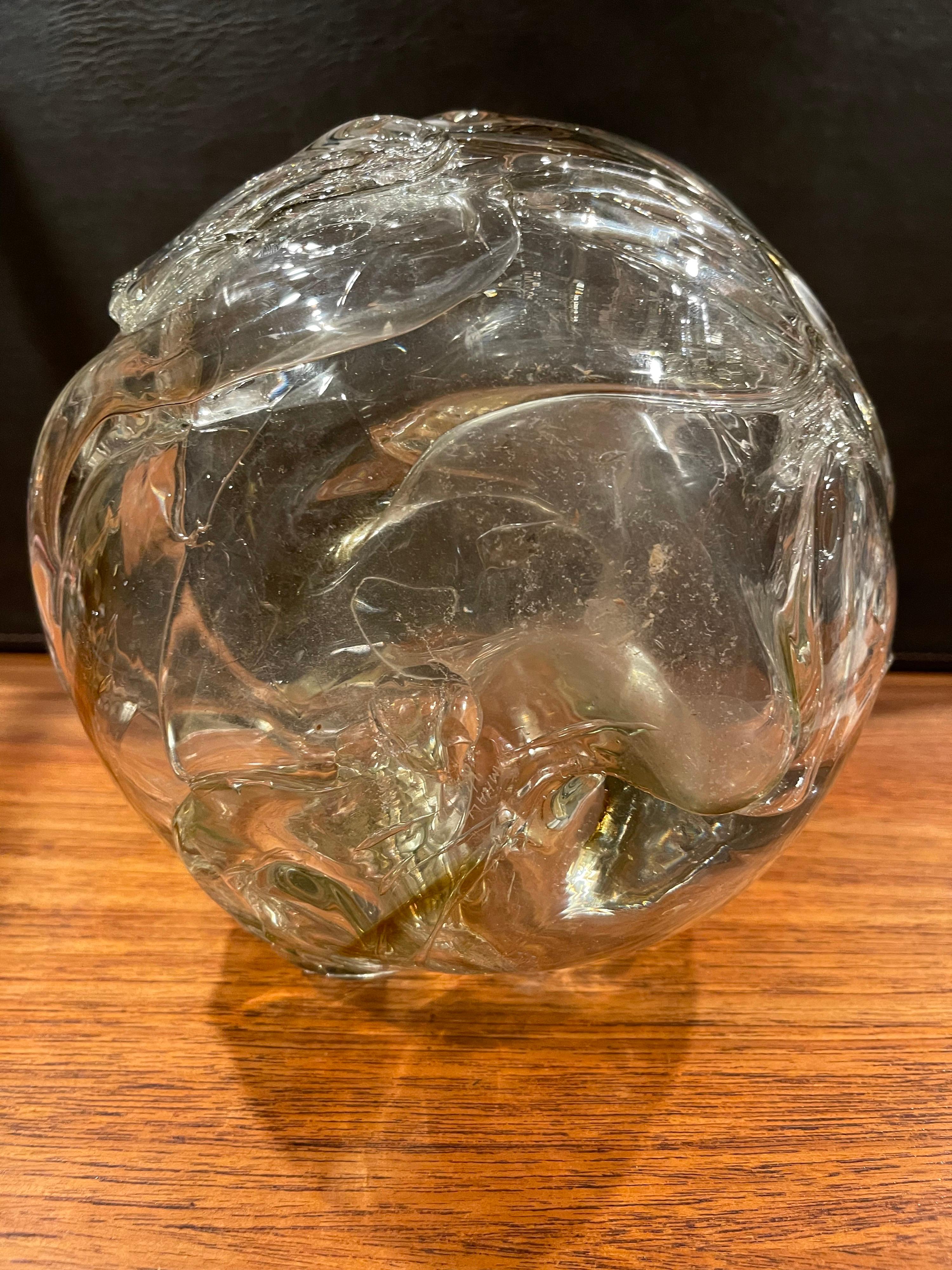 Large Clear Art Glass Orb Vase by Peter Bramhall For Sale 1