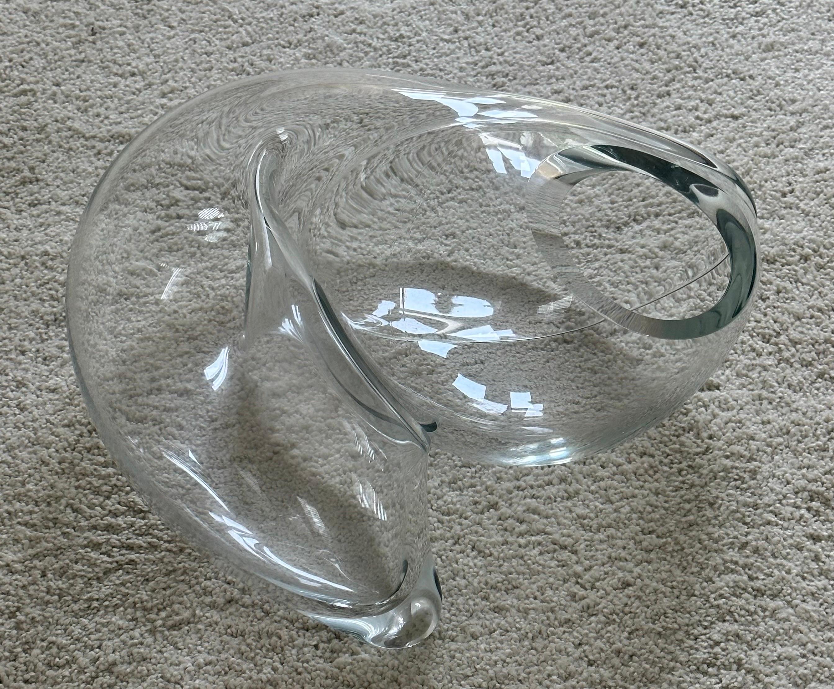 Large Clear Art Glass Pretzel / Orb Vase / Sculpture by John Bingham For Sale 4