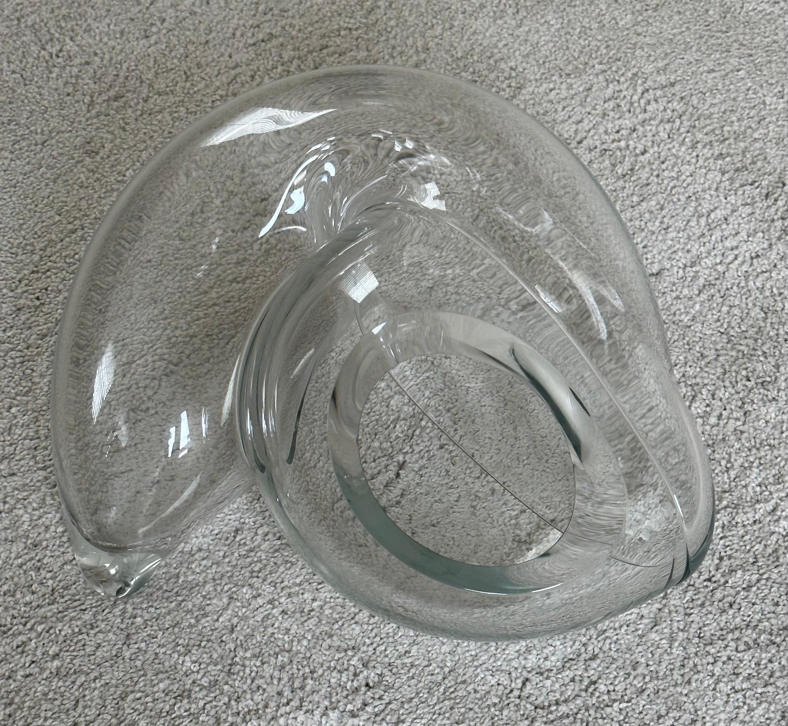 Large Clear Art Glass Pretzel / Orb Vase / Sculpture by John Bingham For Sale 5