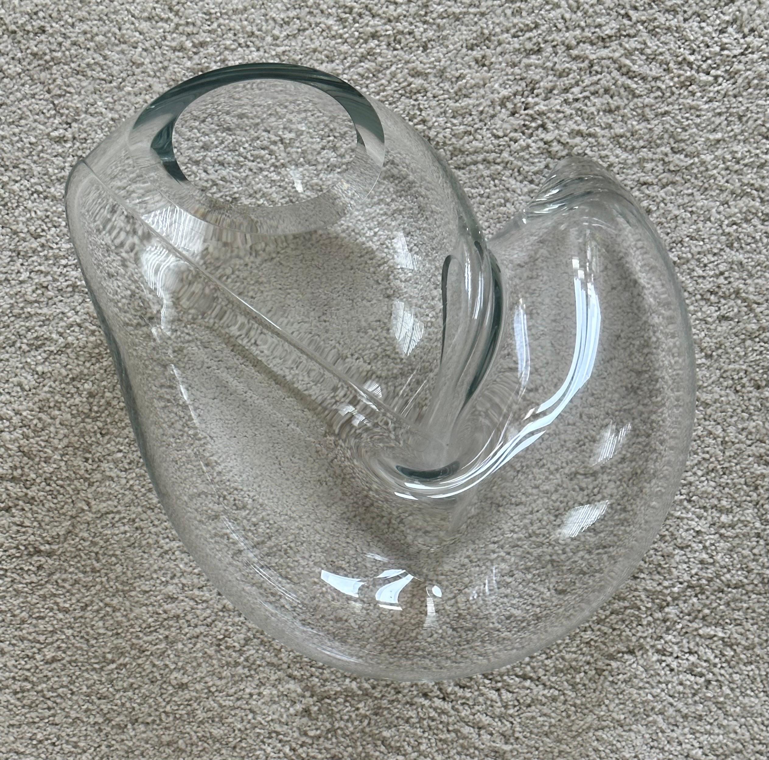 Large Clear Art Glass Pretzel / Orb Vase / Sculpture by John Bingham For Sale 9