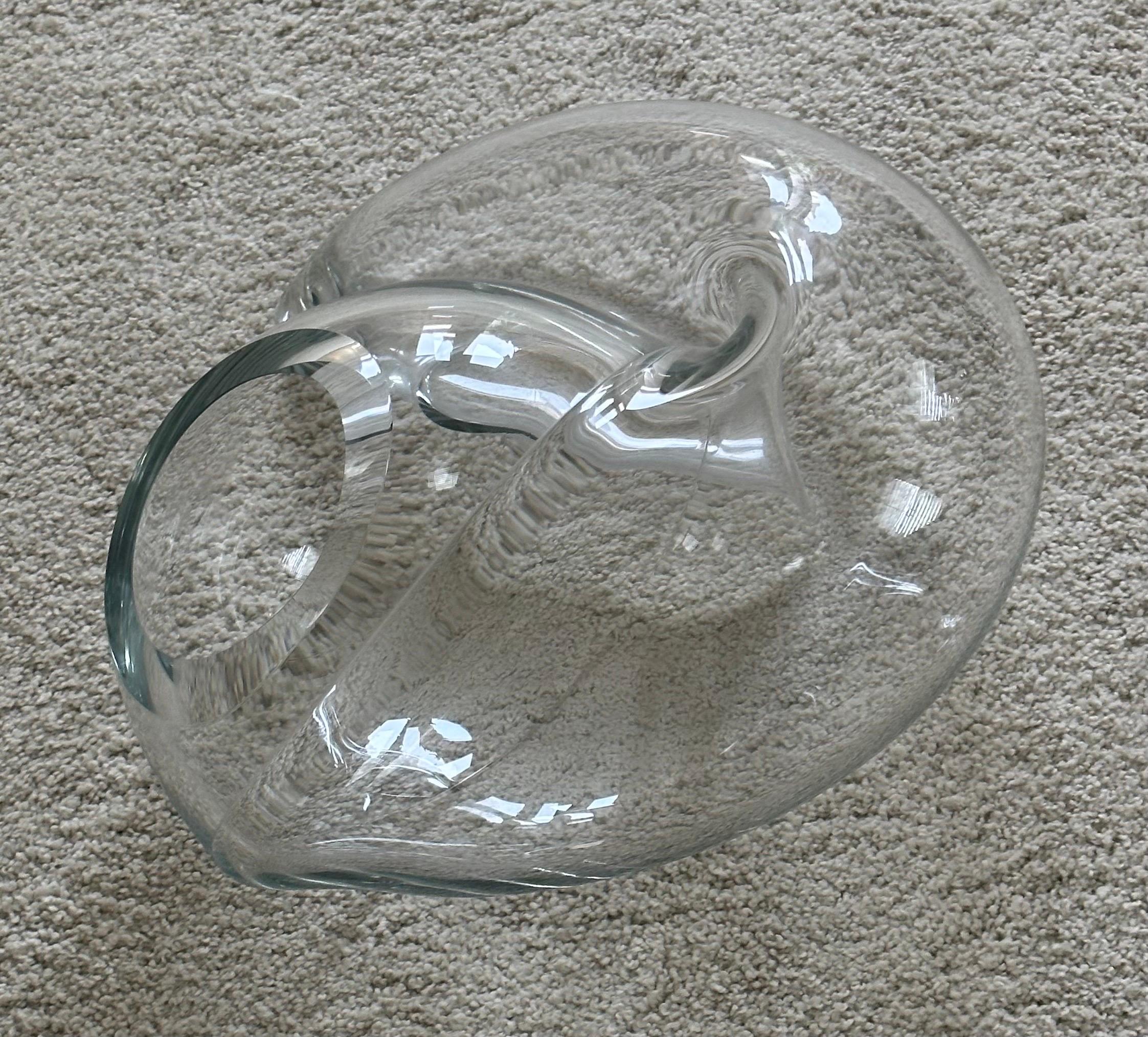 Large Clear Art Glass Pretzel / Orb Vase / Sculpture by John Bingham In Good Condition For Sale In San Diego, CA