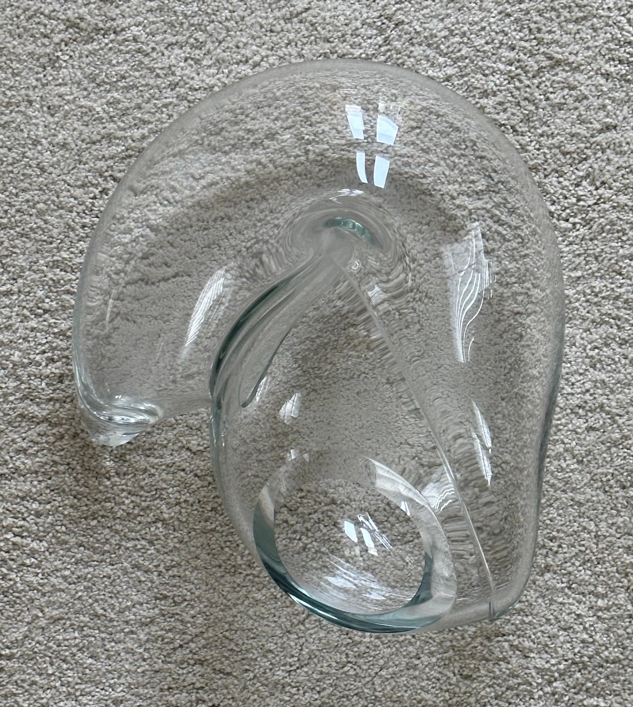 Large Clear Art Glass Pretzel / Orb Vase / Sculpture by John Bingham For Sale 3