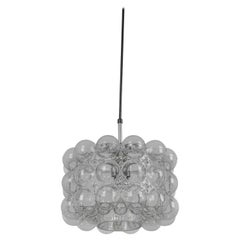 Large Clear Bubble Glass Pendant by Helena Tynell for Limburg, Germany, 1970s