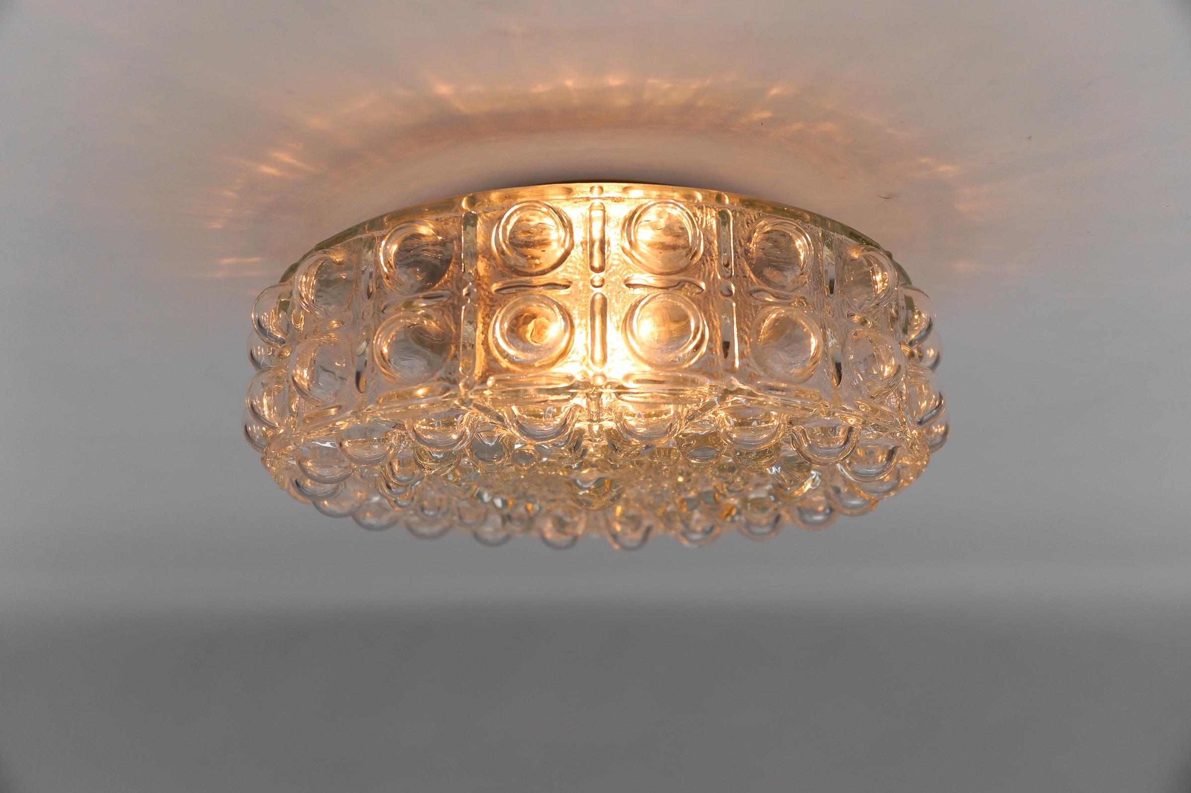 Large Clear Bubble Glass Wall Lamp / Flush Mount by Helena Tynell, 1960s Limburg In Good Condition For Sale In Nürnberg, Bayern