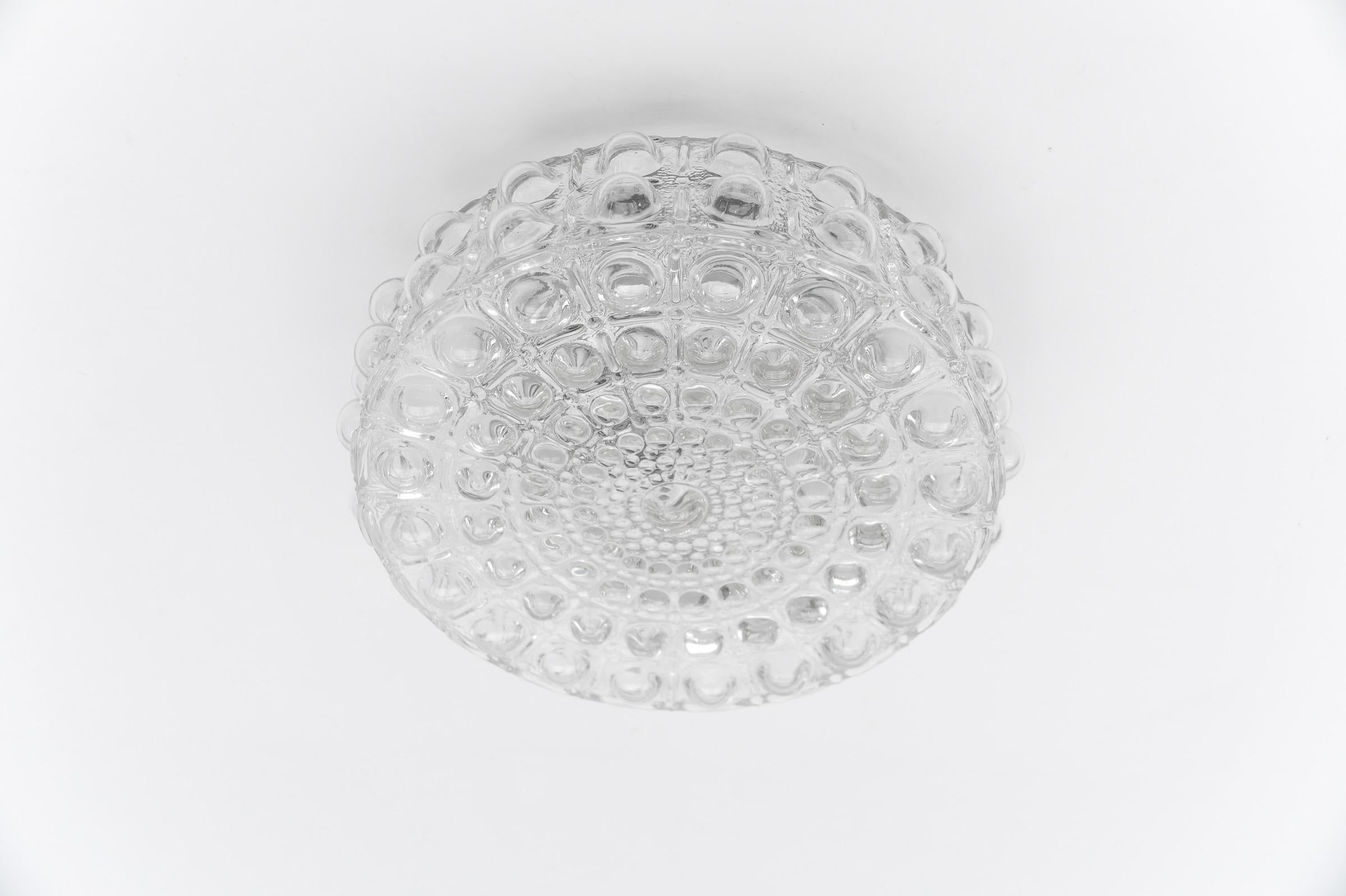 Mid-20th Century Large Clear Bubble Glass Wall Lamp / Flush Mount by Helena Tynell, 1960s Limburg For Sale