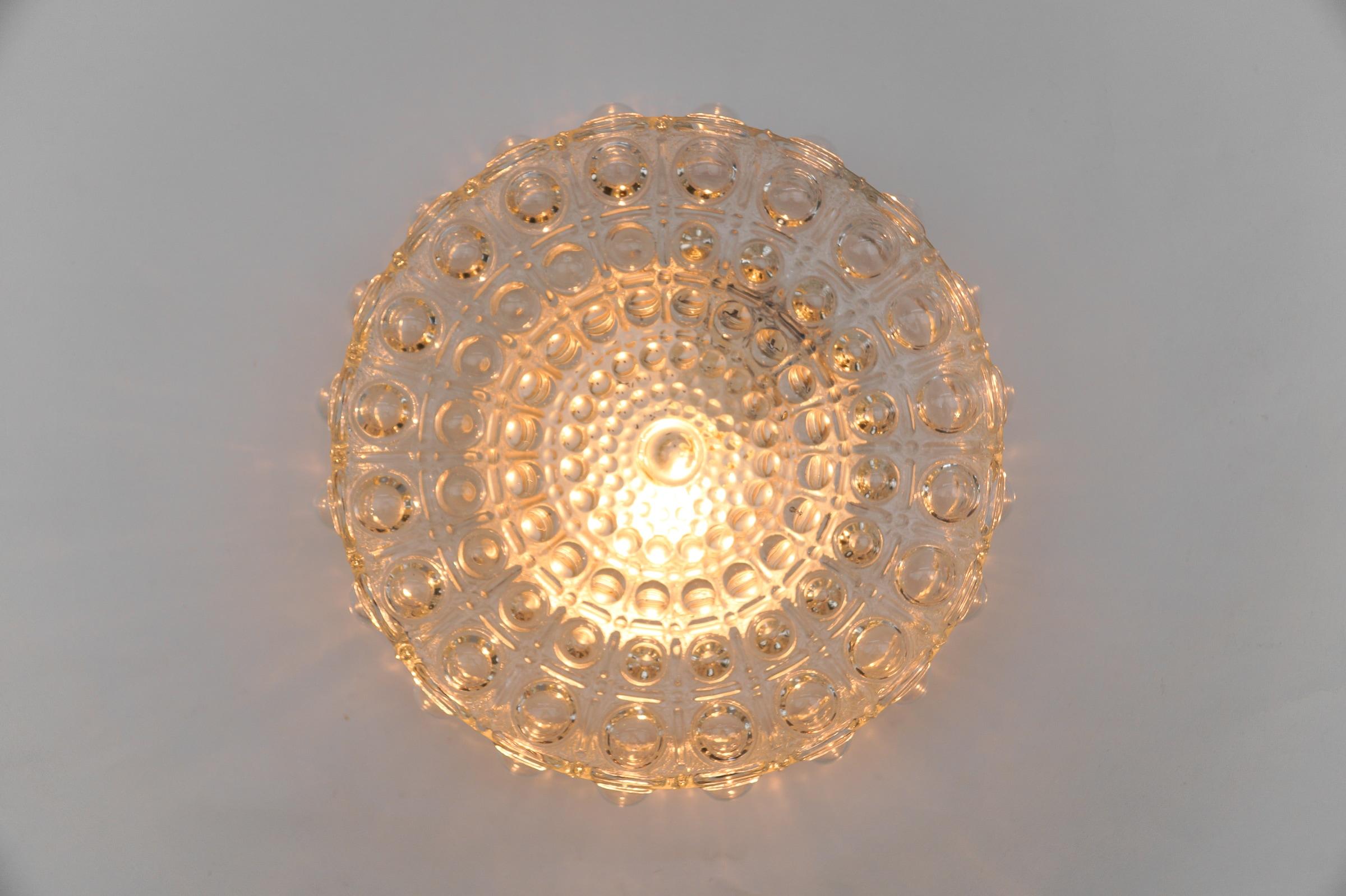 Large Clear Bubble Glass Wall Lamp / Flush Mount by Helena Tynell, 1960s Limburg For Sale 1