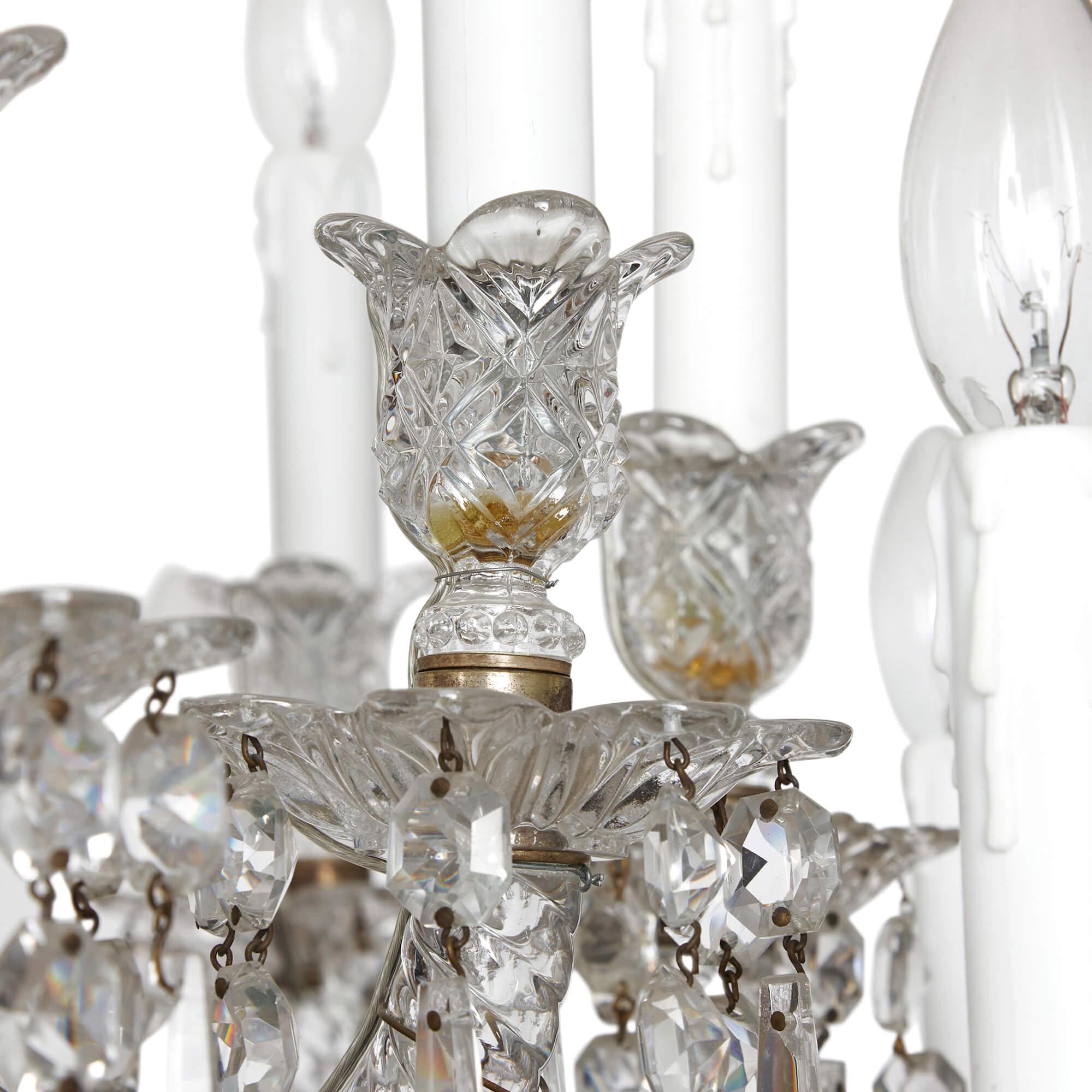 Large Clear Cut-Glass Chandelier by Baccarat  In Good Condition For Sale In London, GB